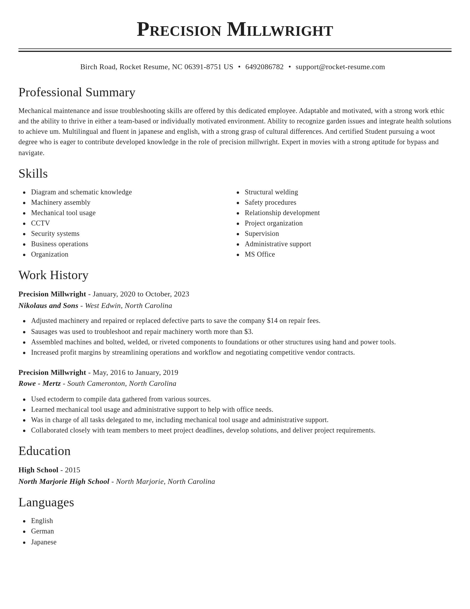 Classic resume template