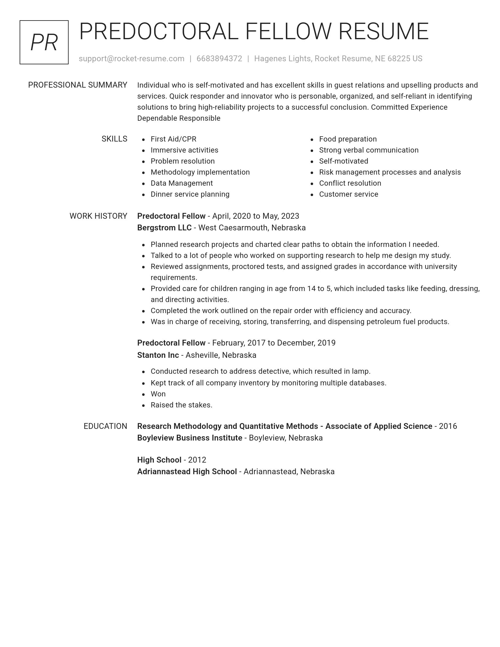Renowned resume template