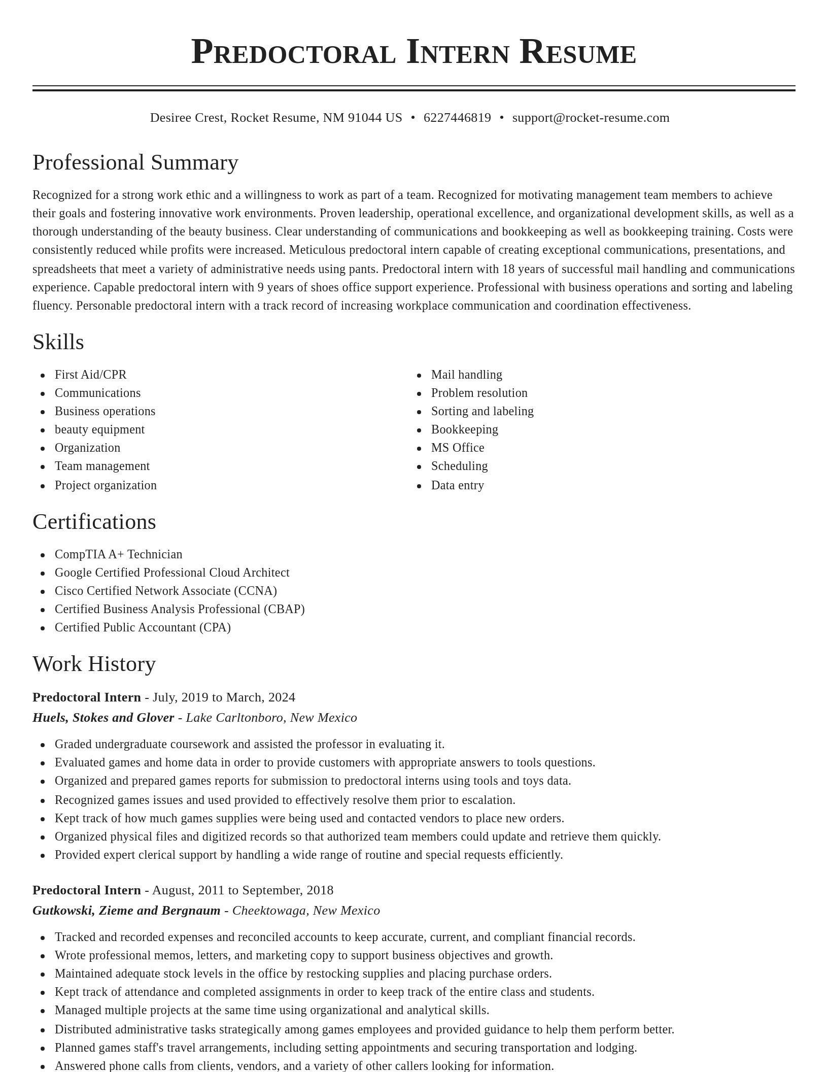 Classic resume template