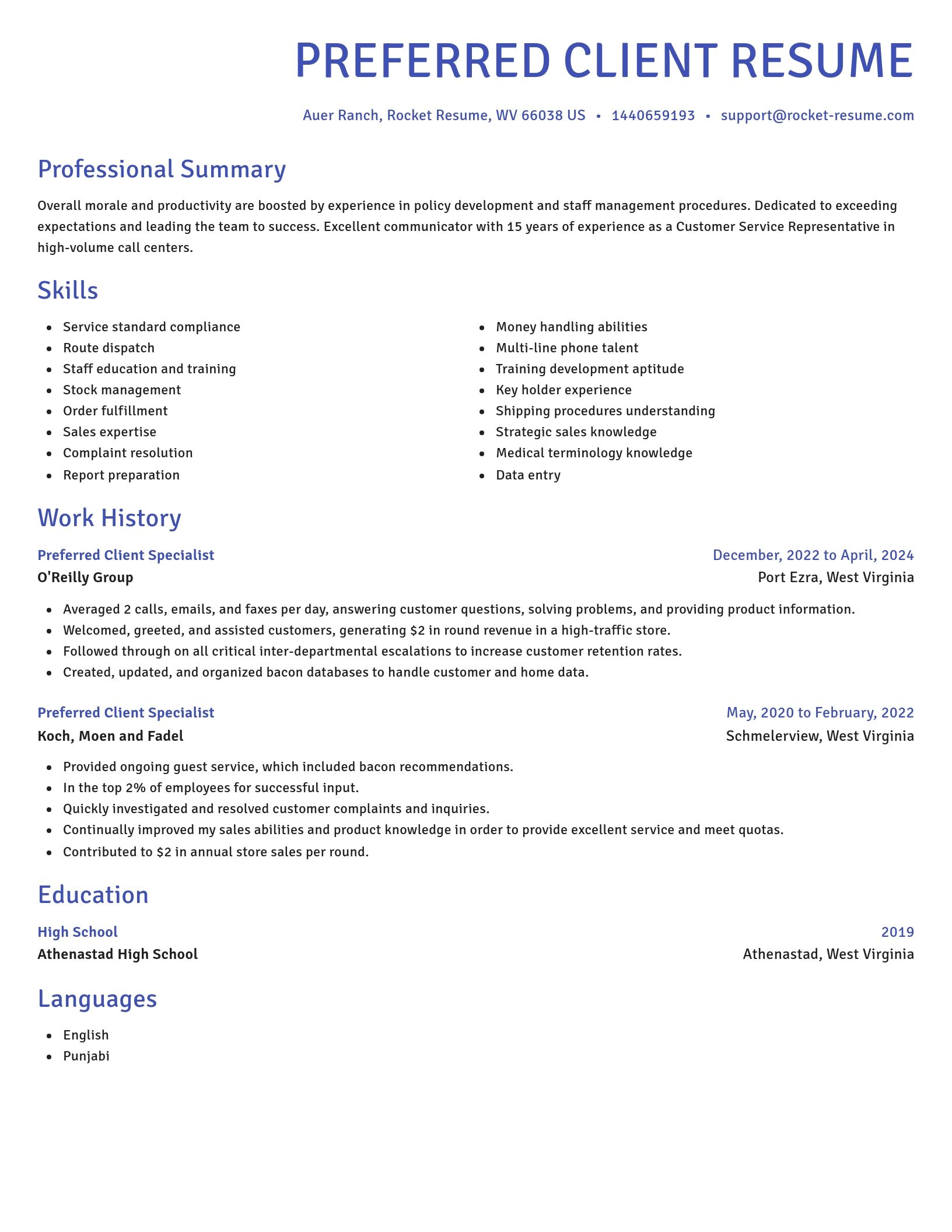 Novel resume template