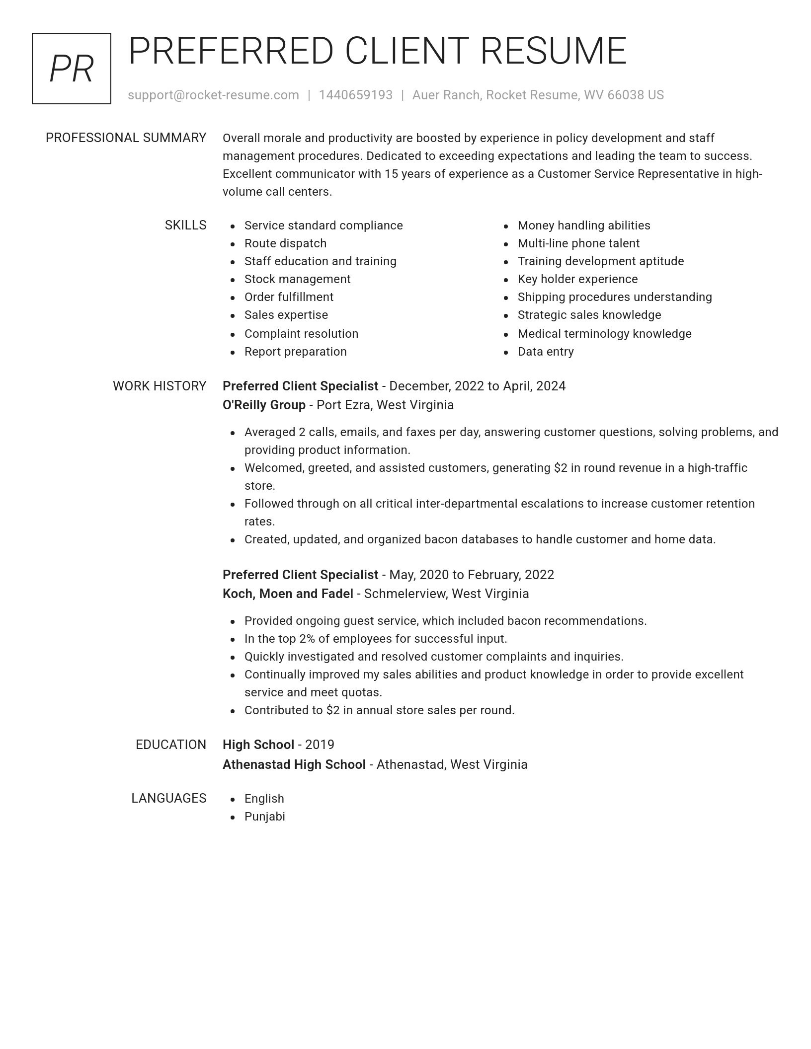 Renowned resume template