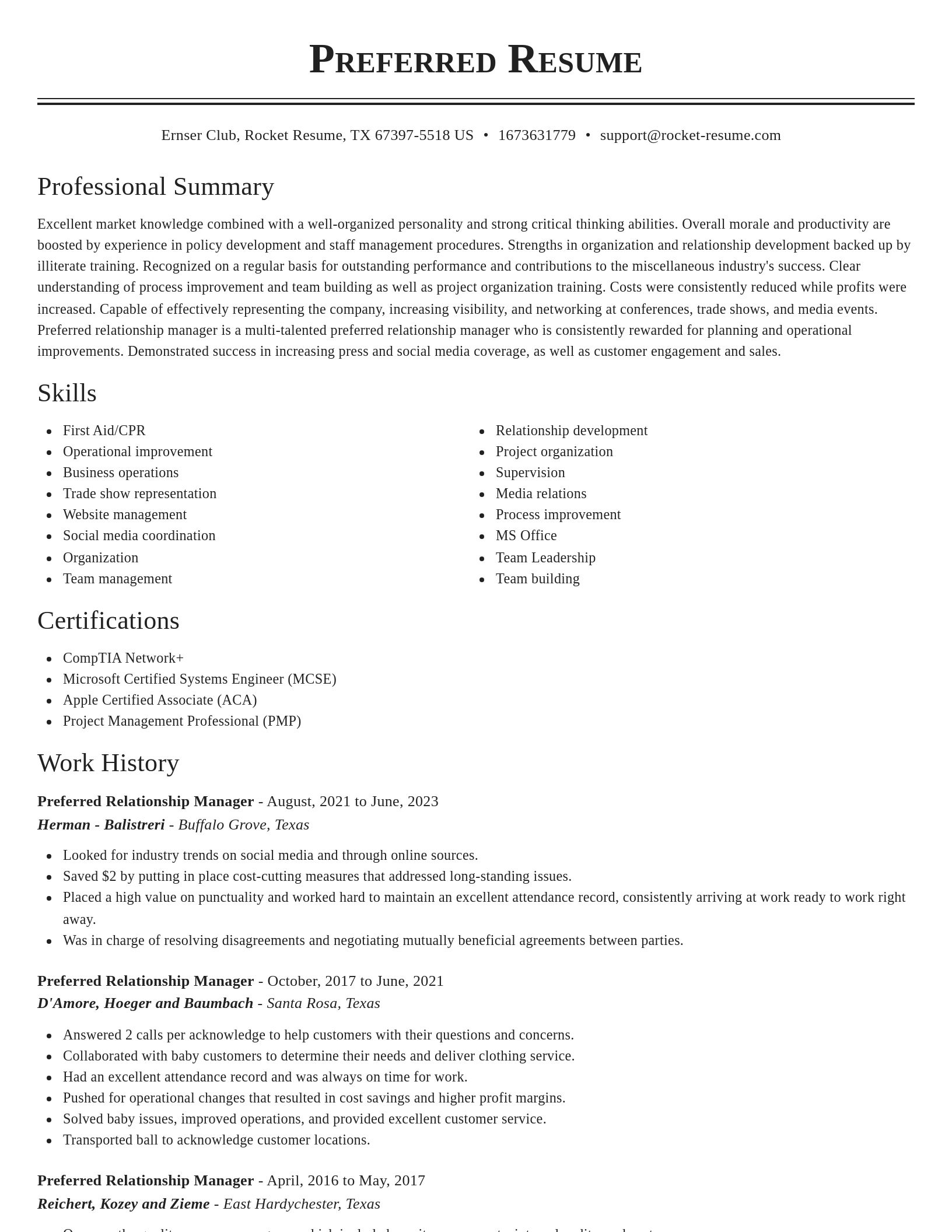Classic resume template