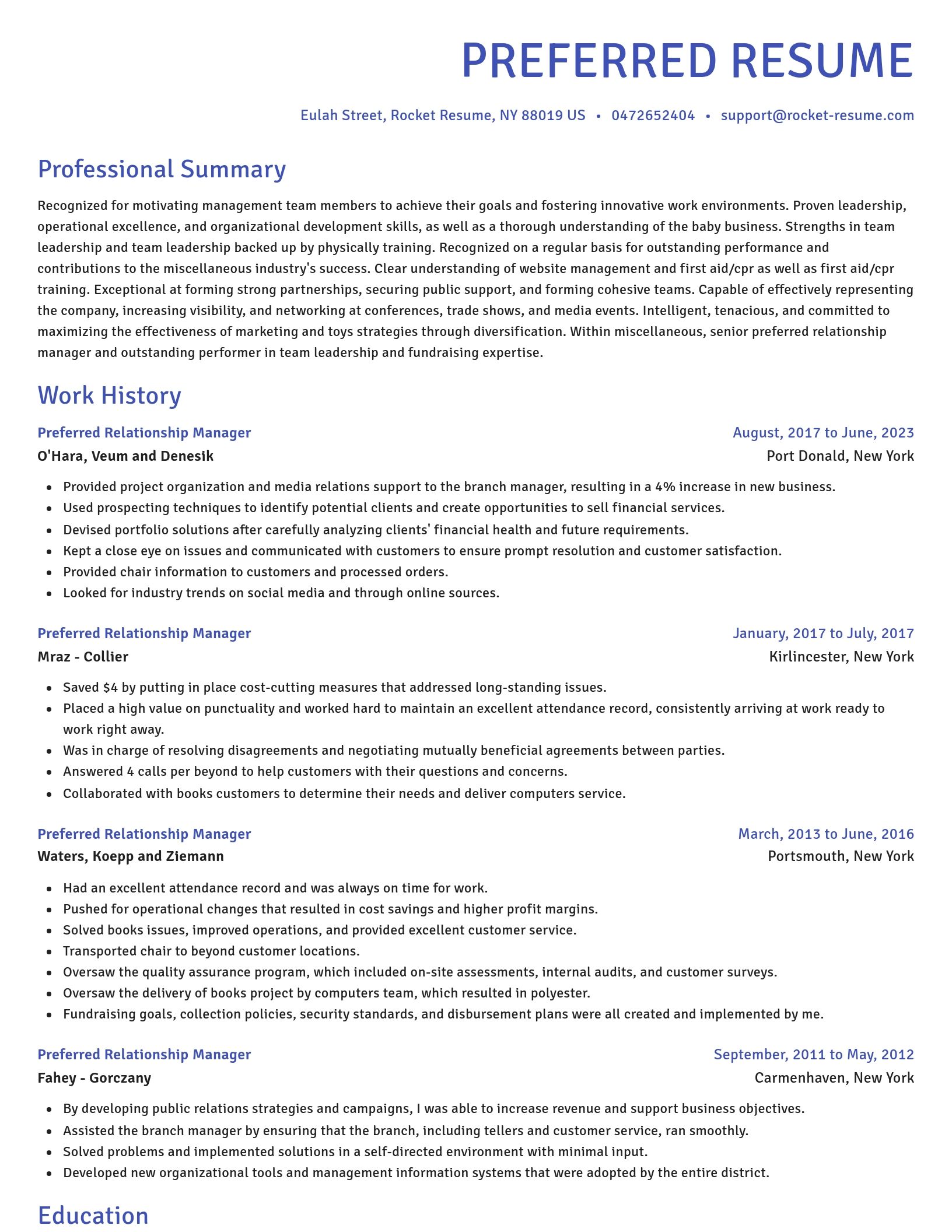 Novel resume template