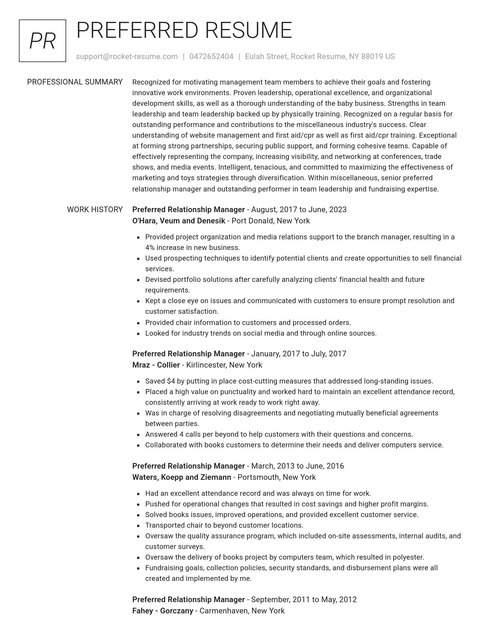 Renowned resume template
