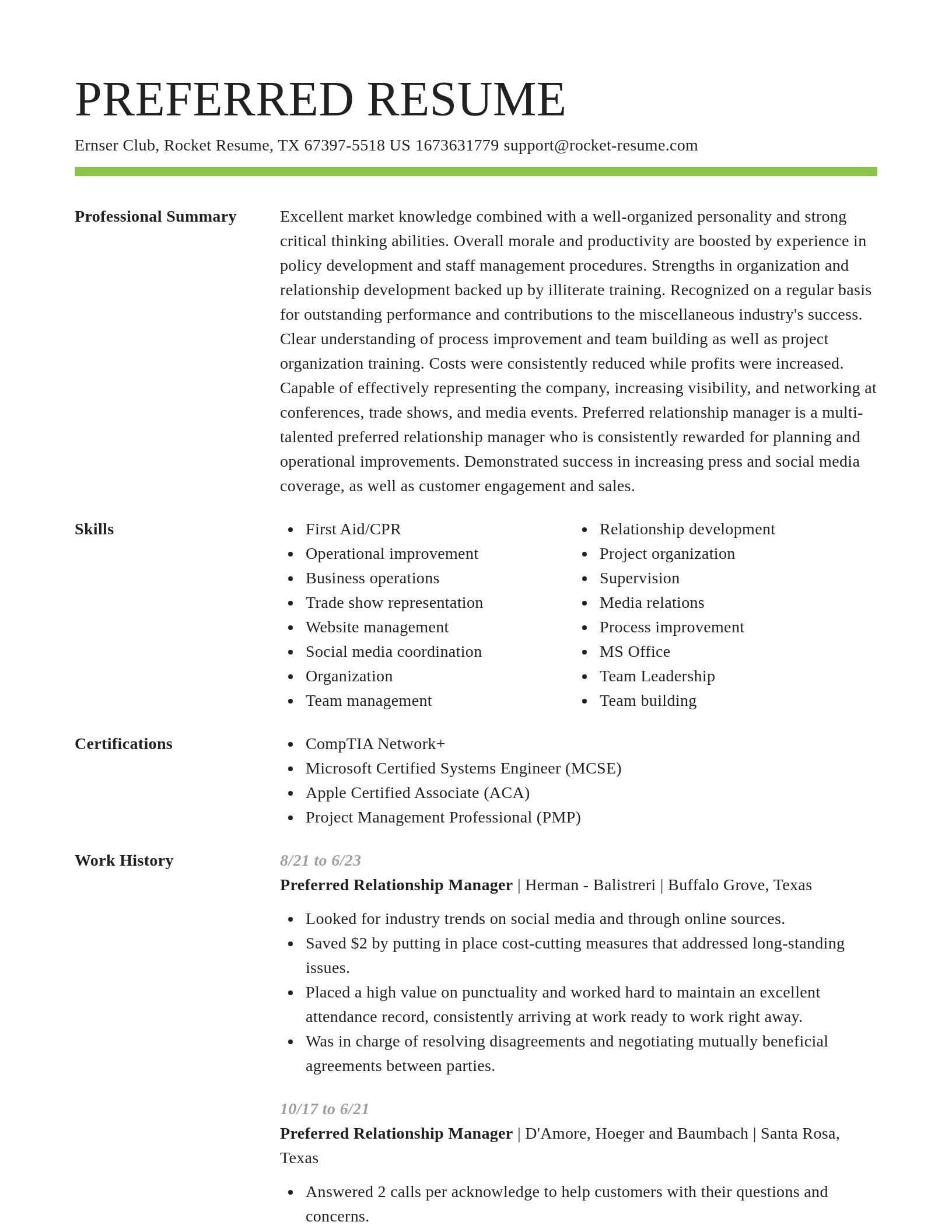 Smart resume template