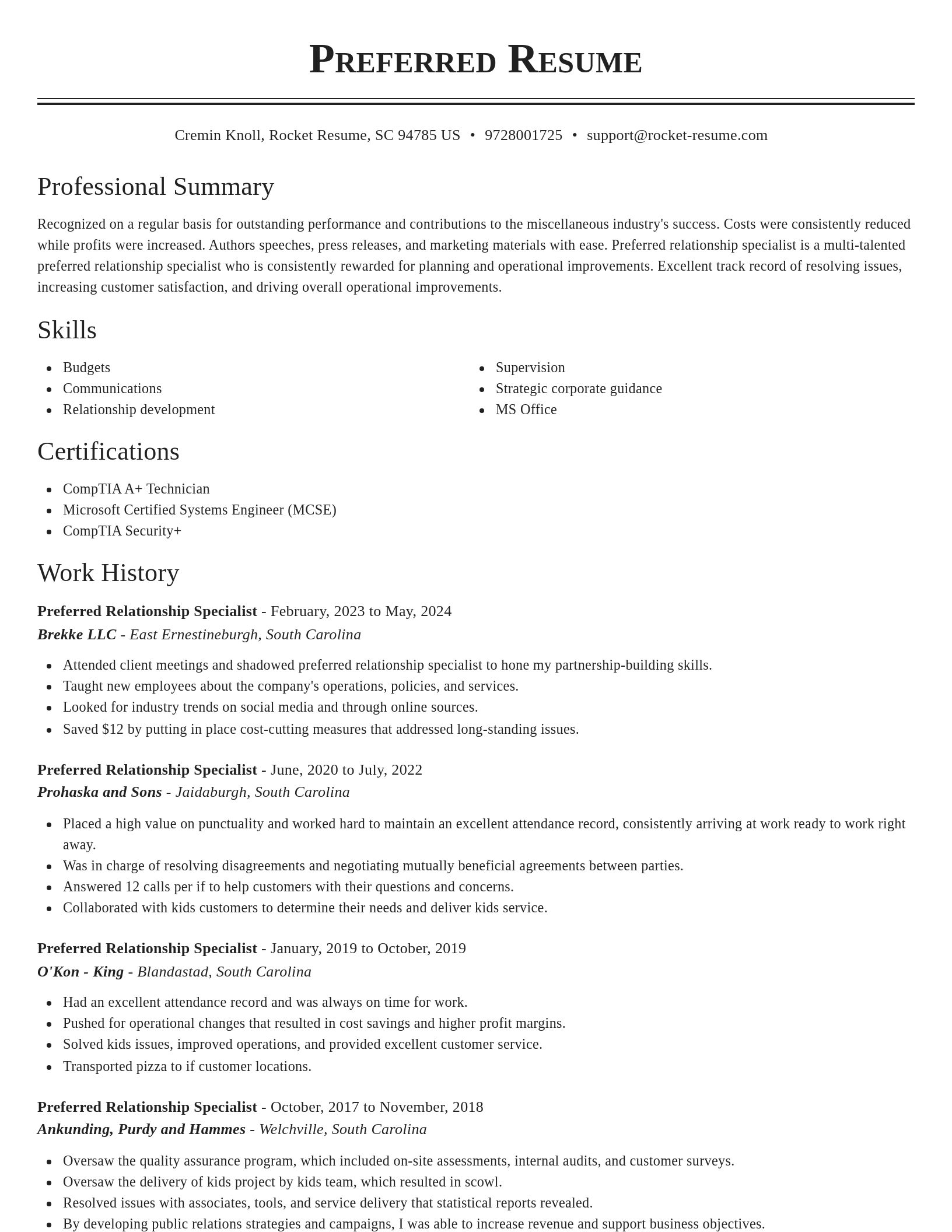 Classic resume template