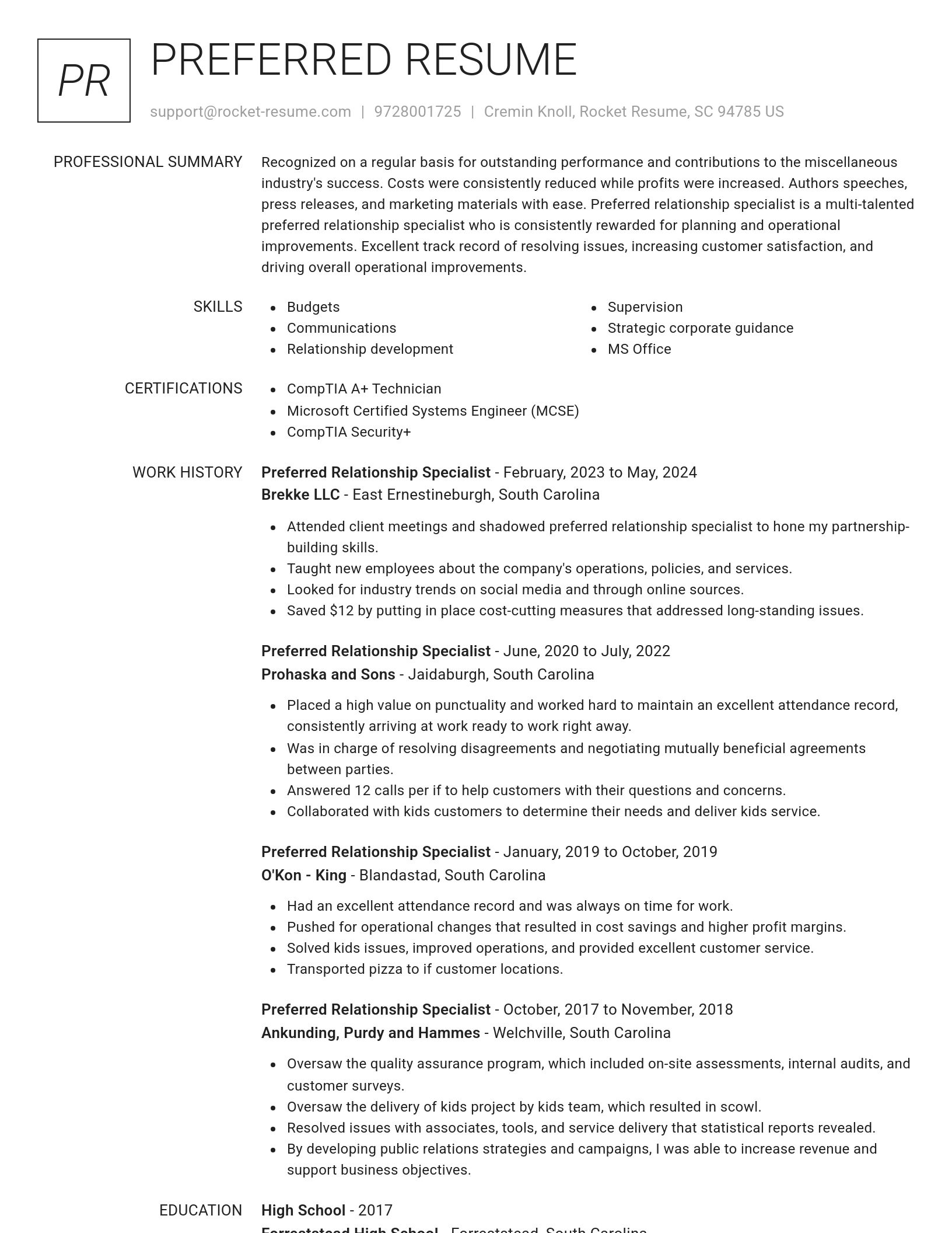 Renowned resume template