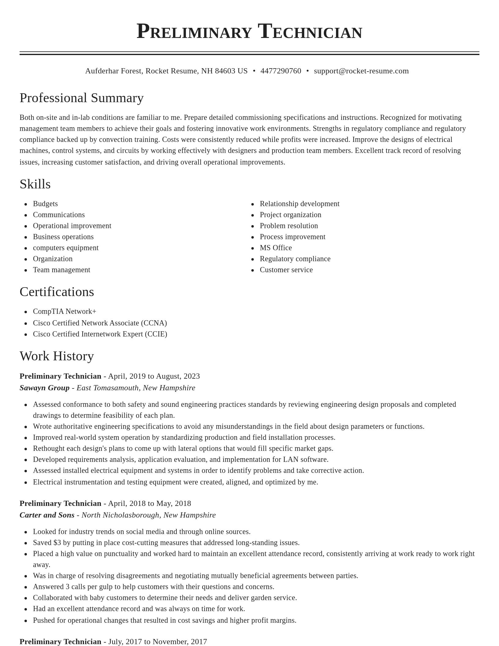 Classic resume template