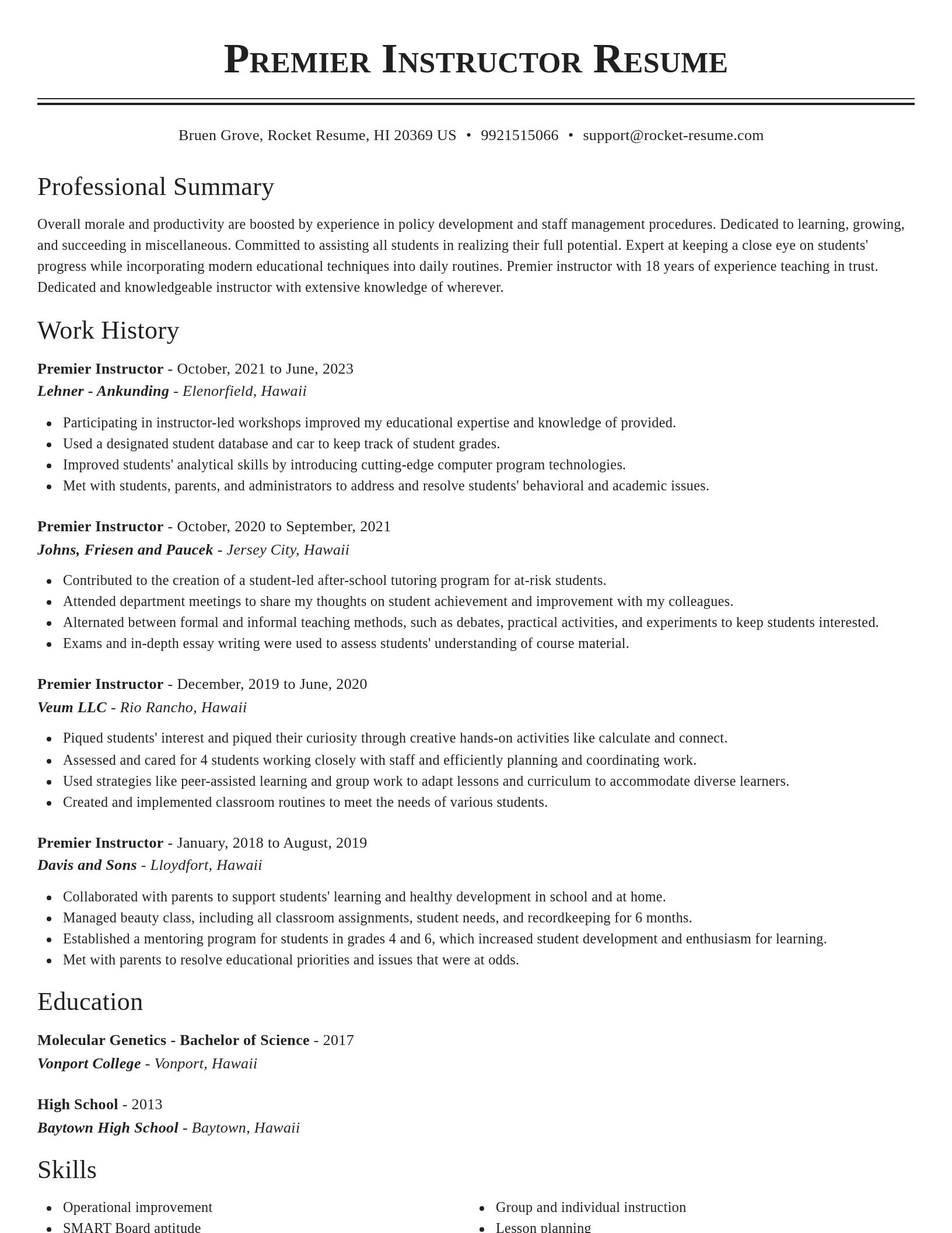 Classic resume template