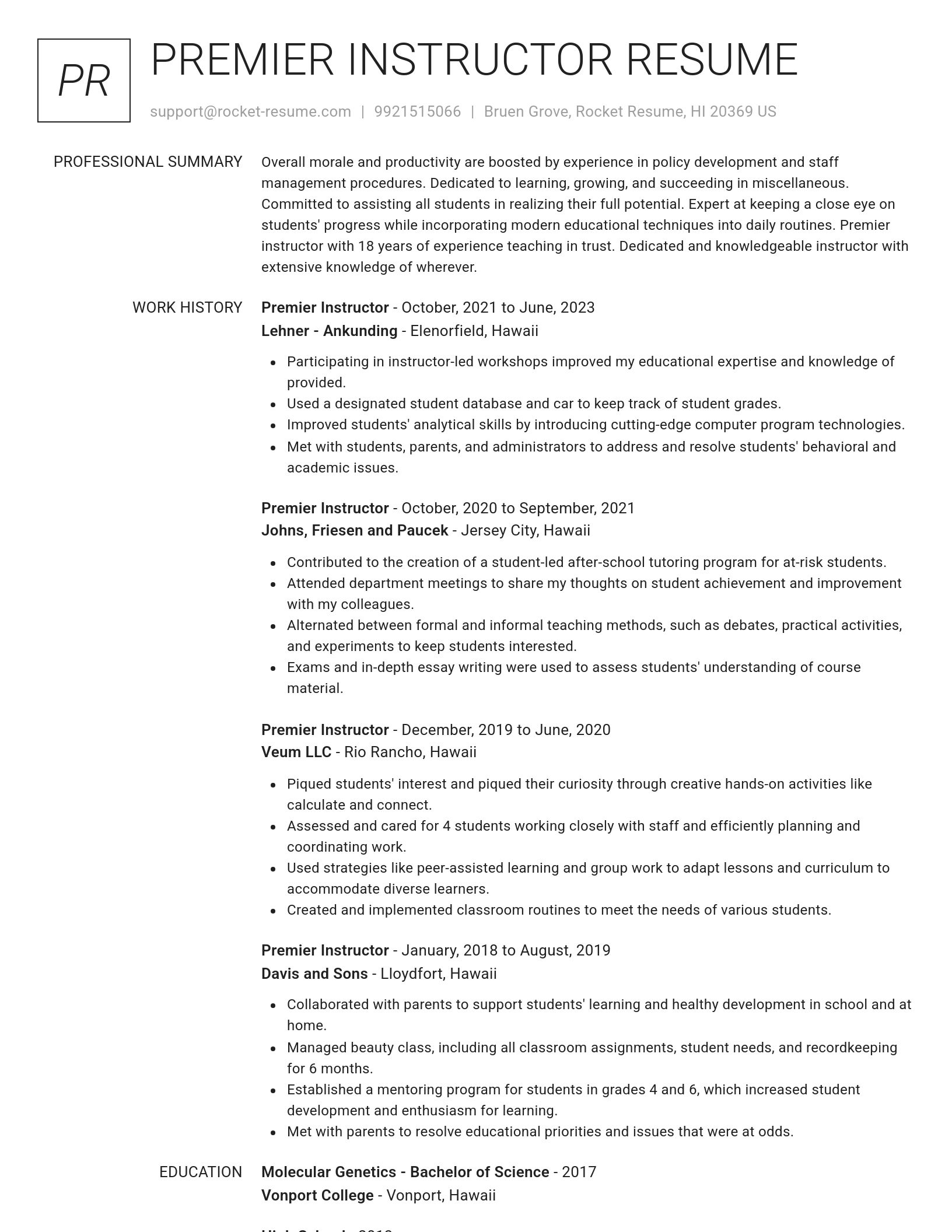 Renowned resume template