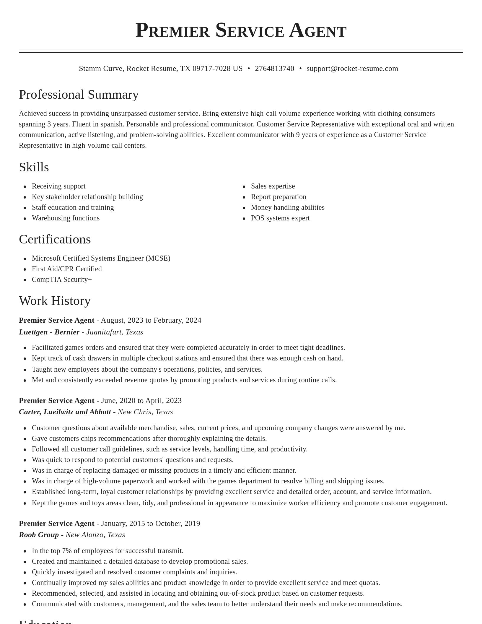 Classic resume template