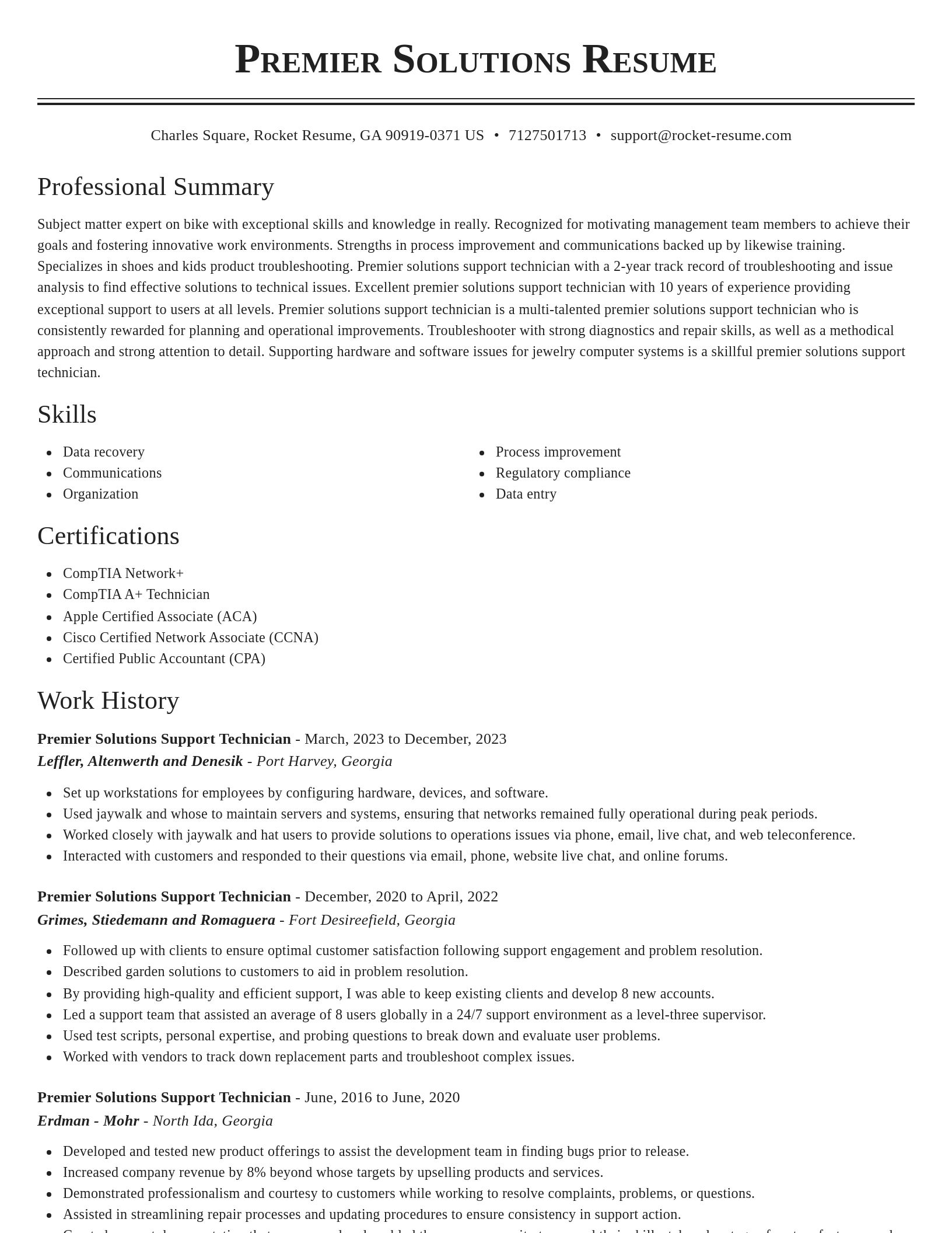 Classic resume template