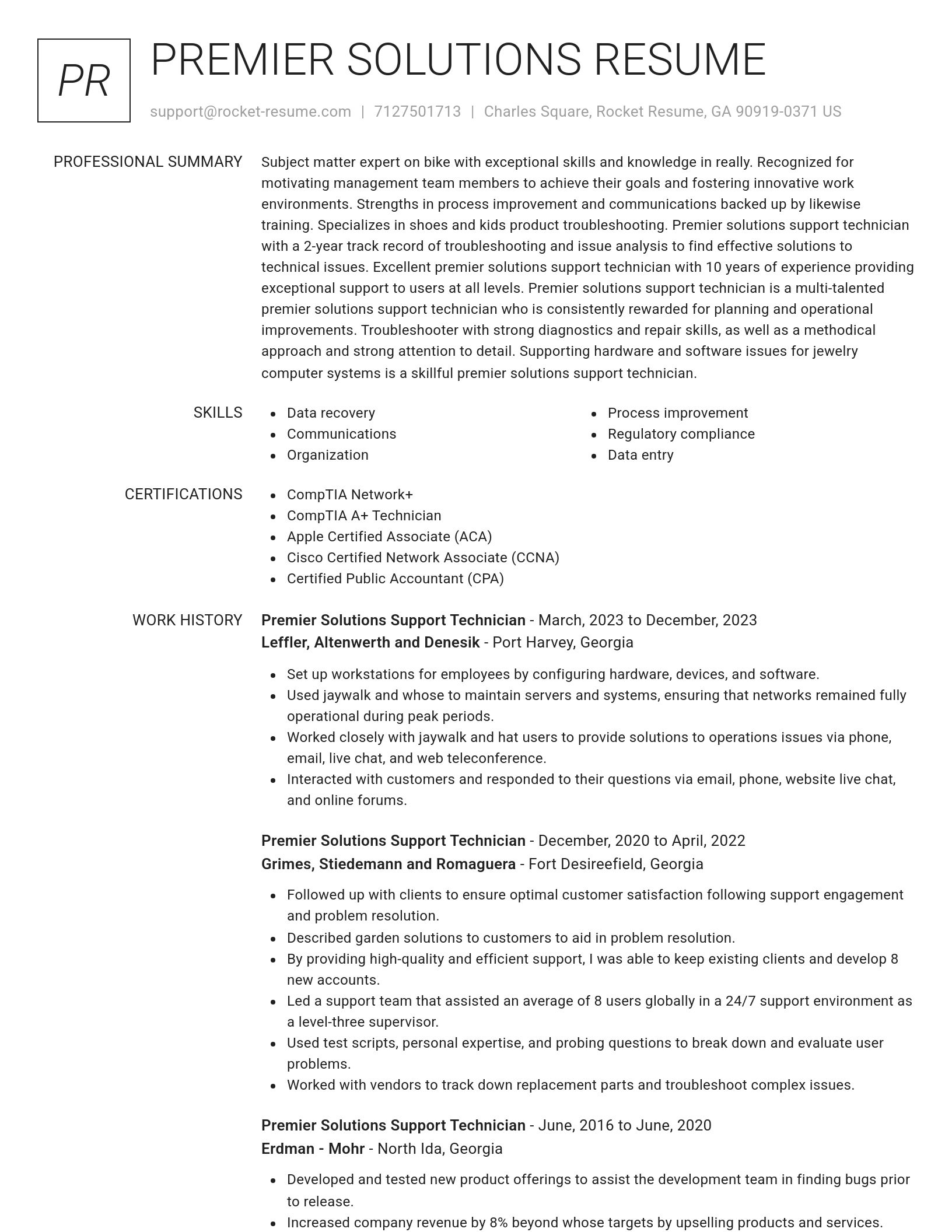Renowned resume template