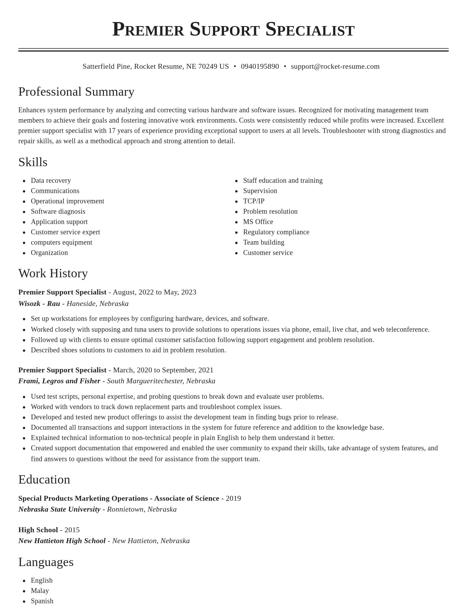 Classic resume template