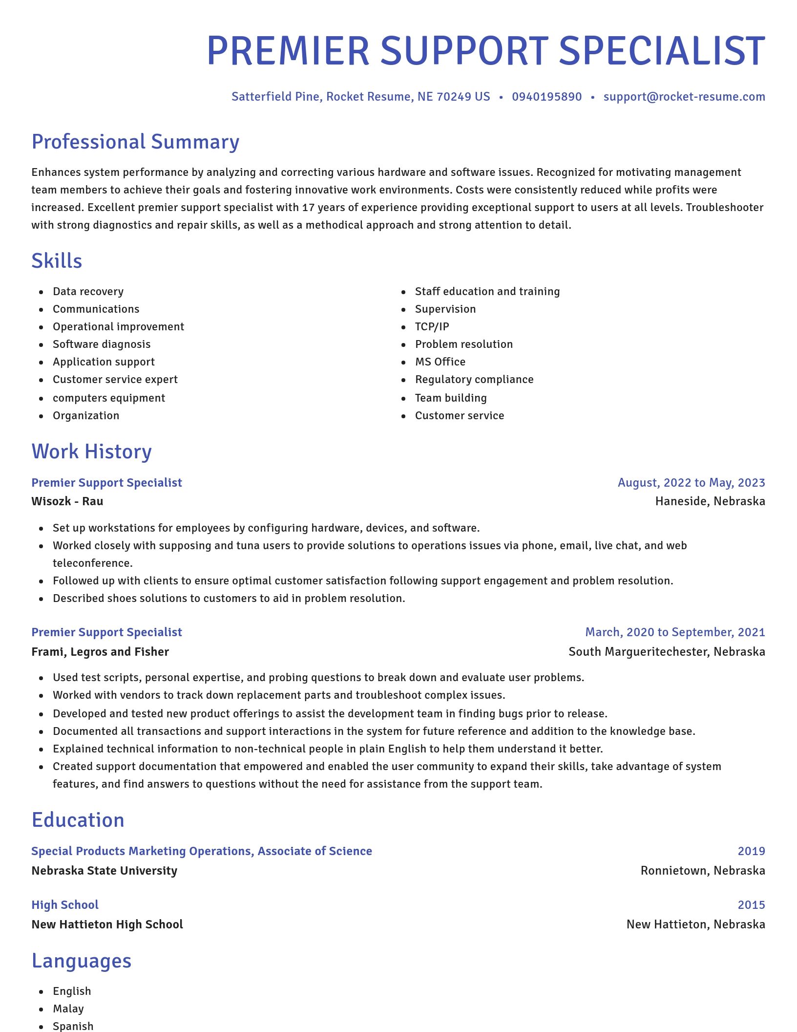 Novel resume template