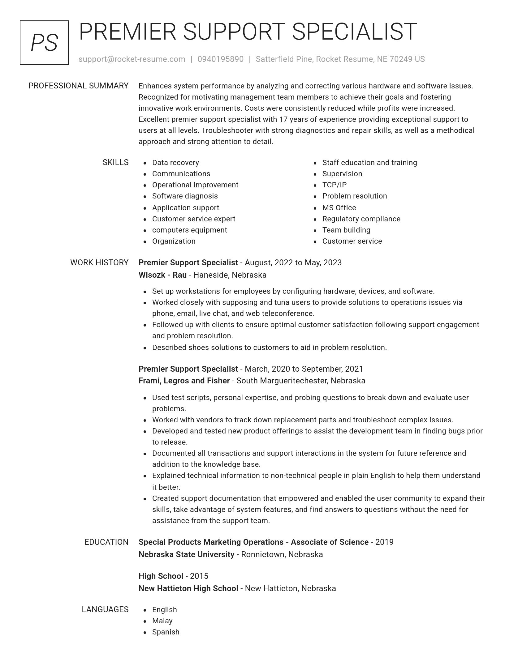 Renowned resume template