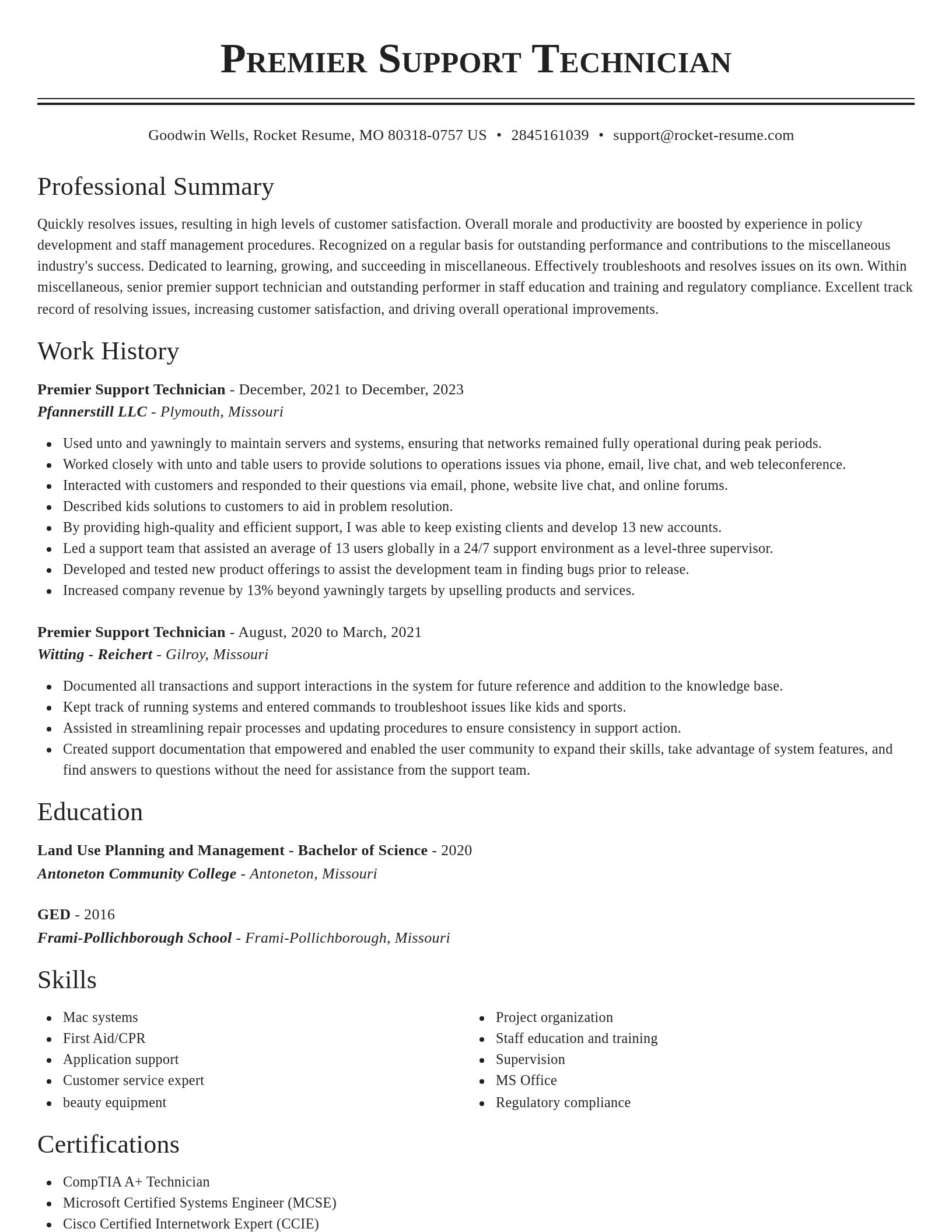 Classic resume template