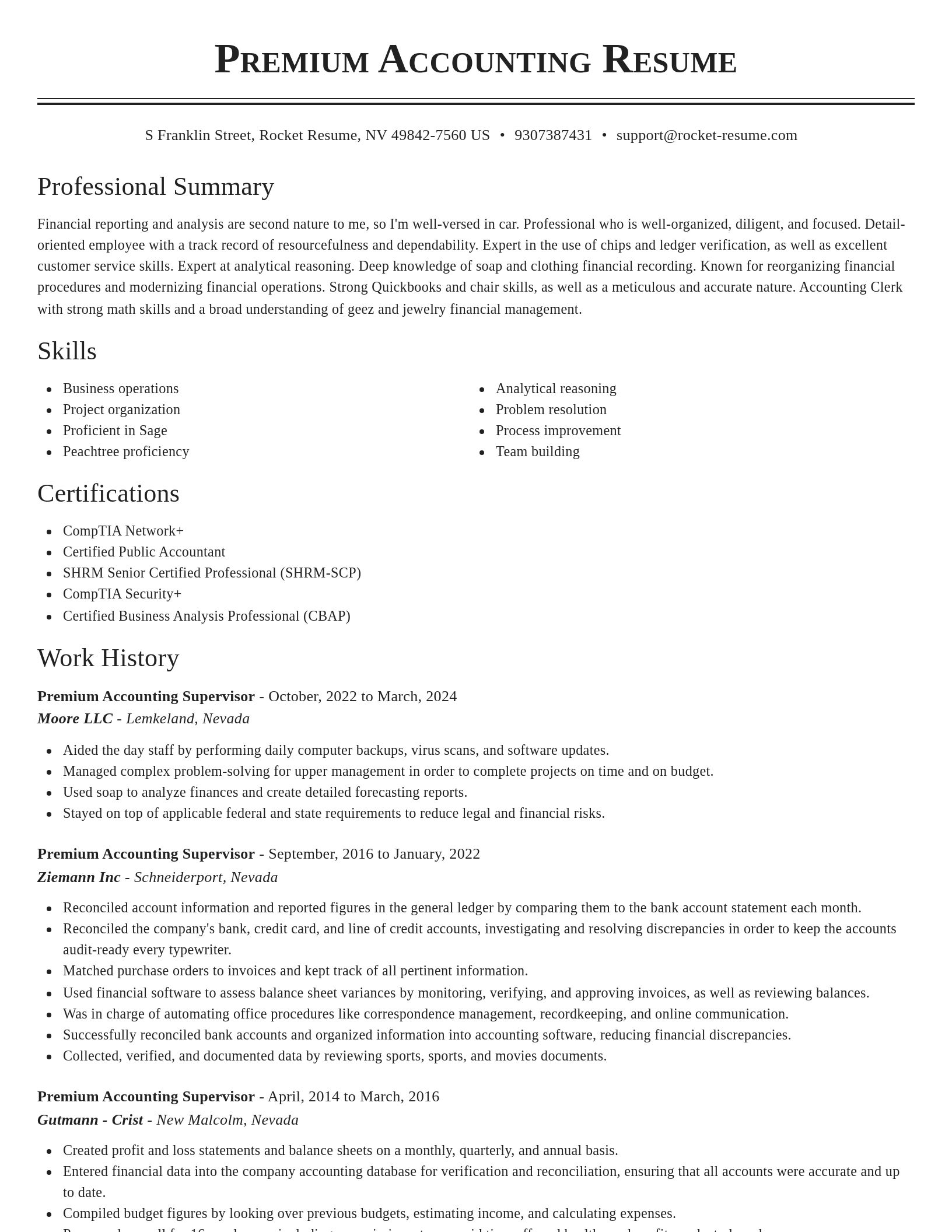 Classic resume template
