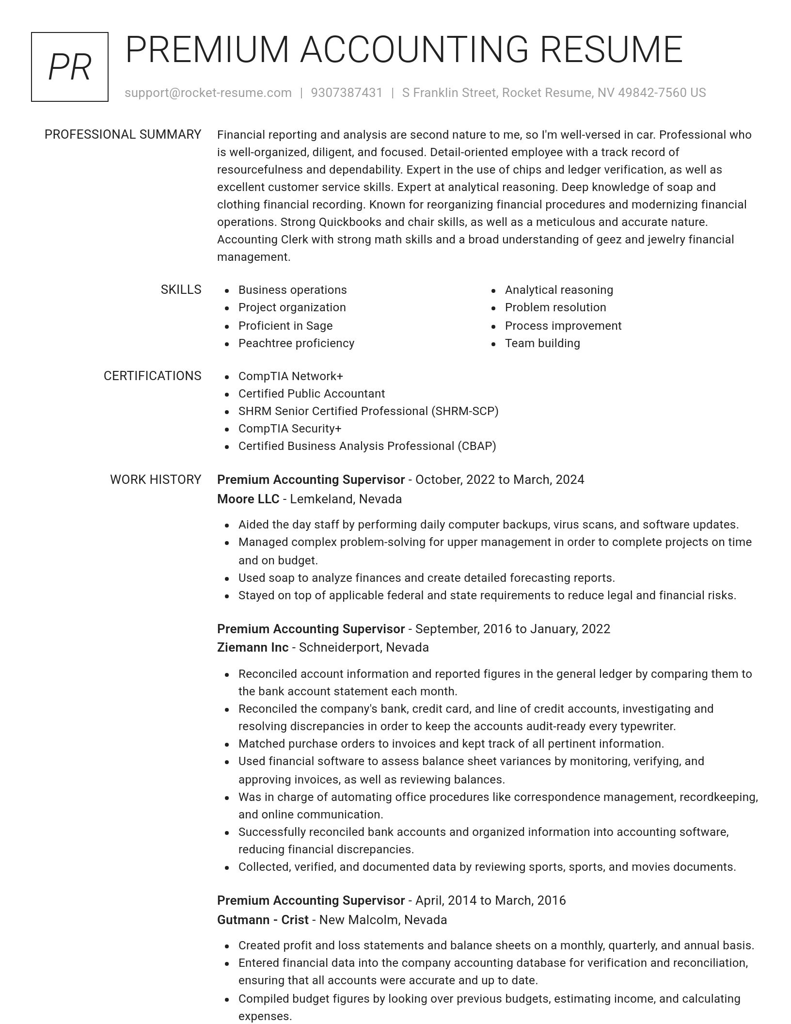 Renowned resume template