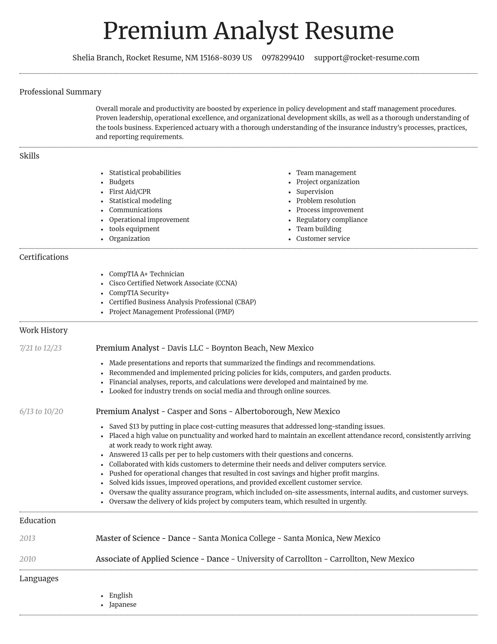 Dignified resume template
