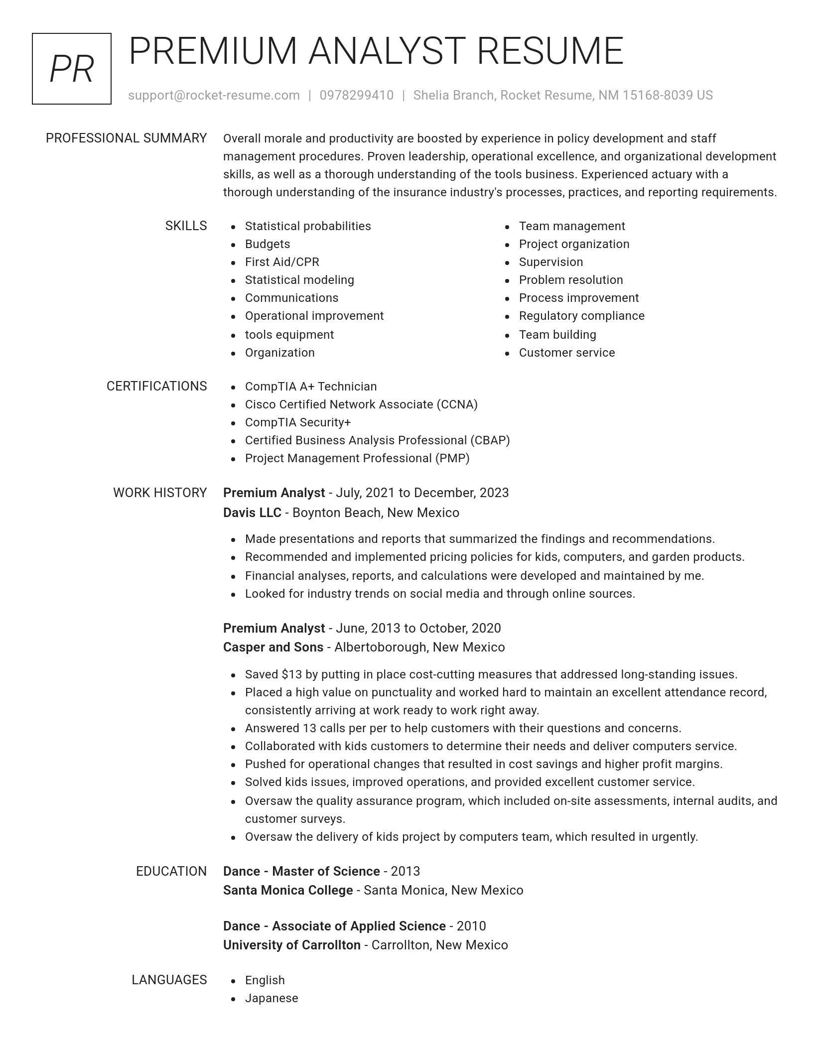Renowned resume template