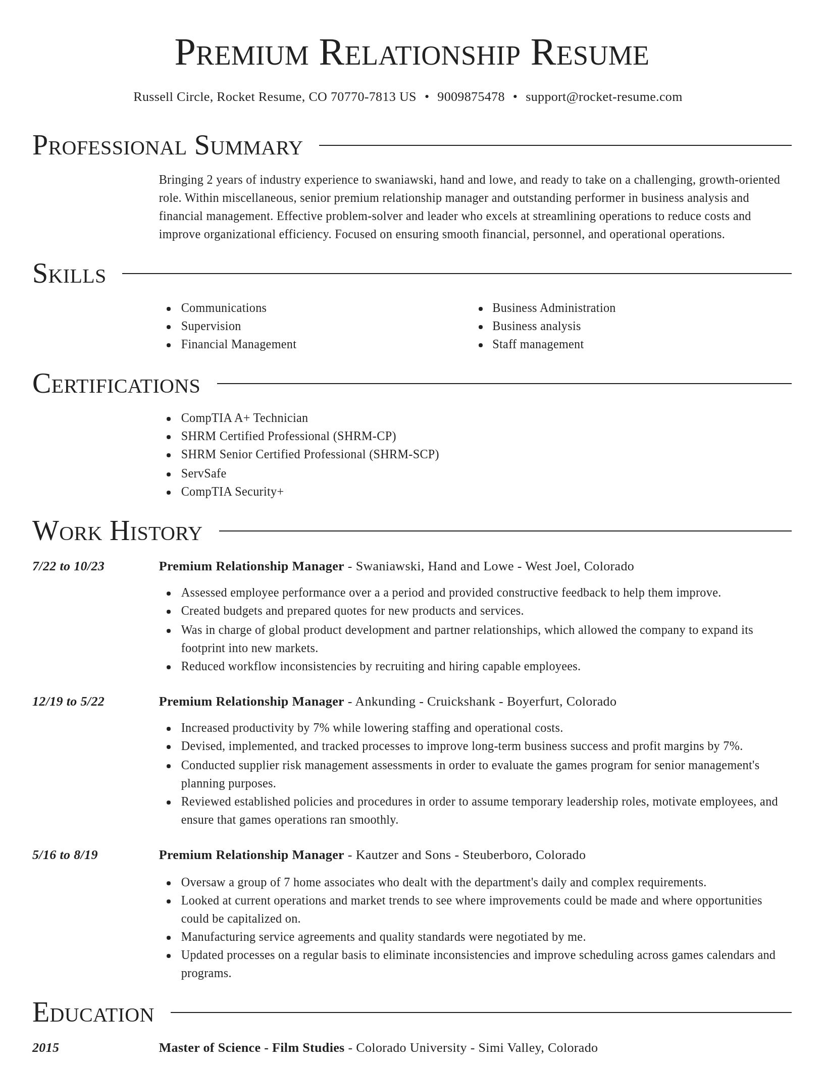 Director resume template