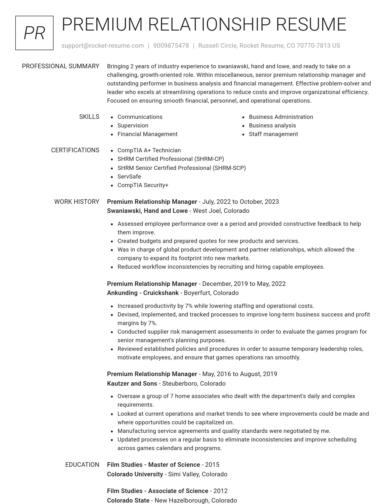 Renowned resume template