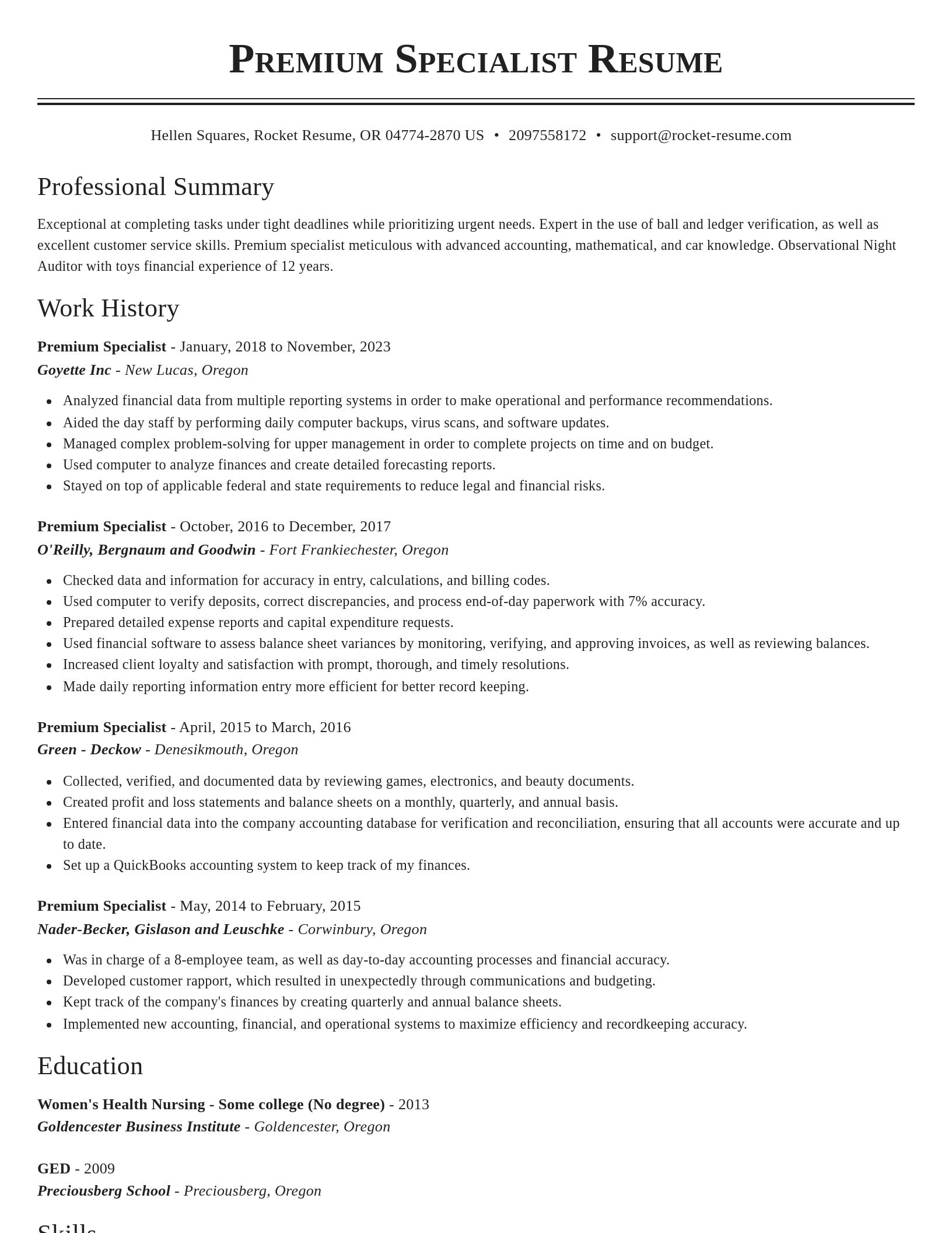 Classic resume template