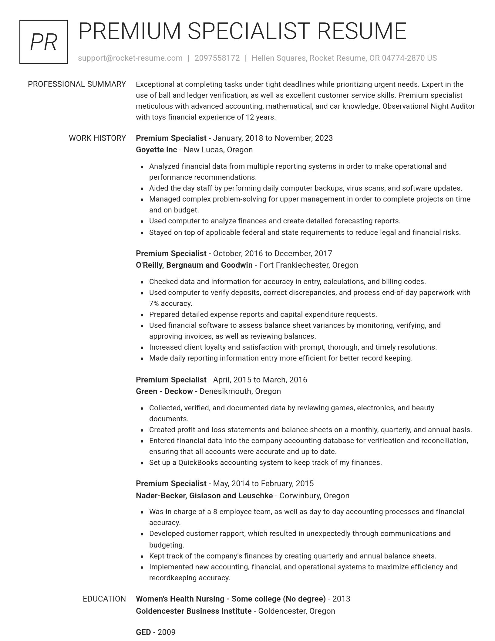 Renowned resume template