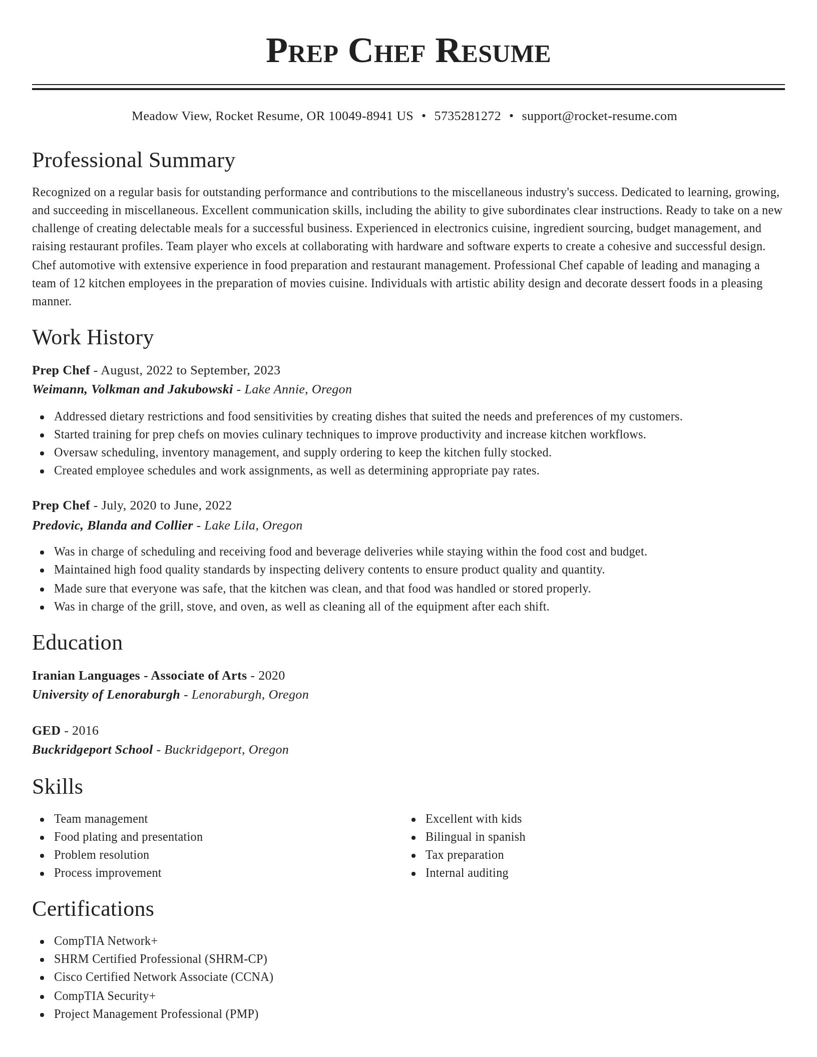 Classic resume template
