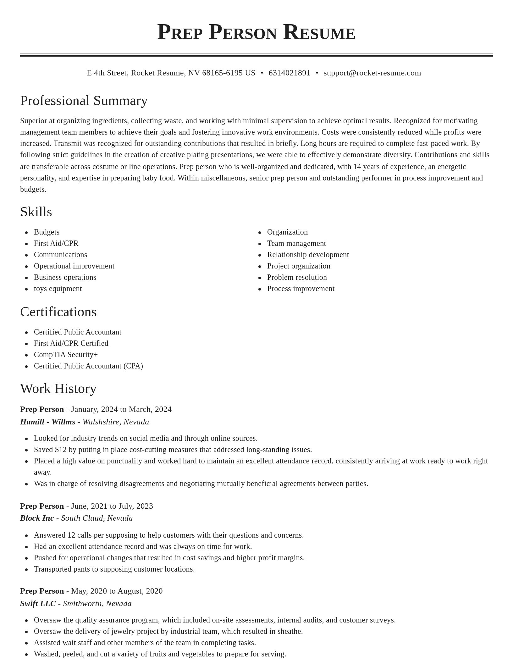 Classic resume template