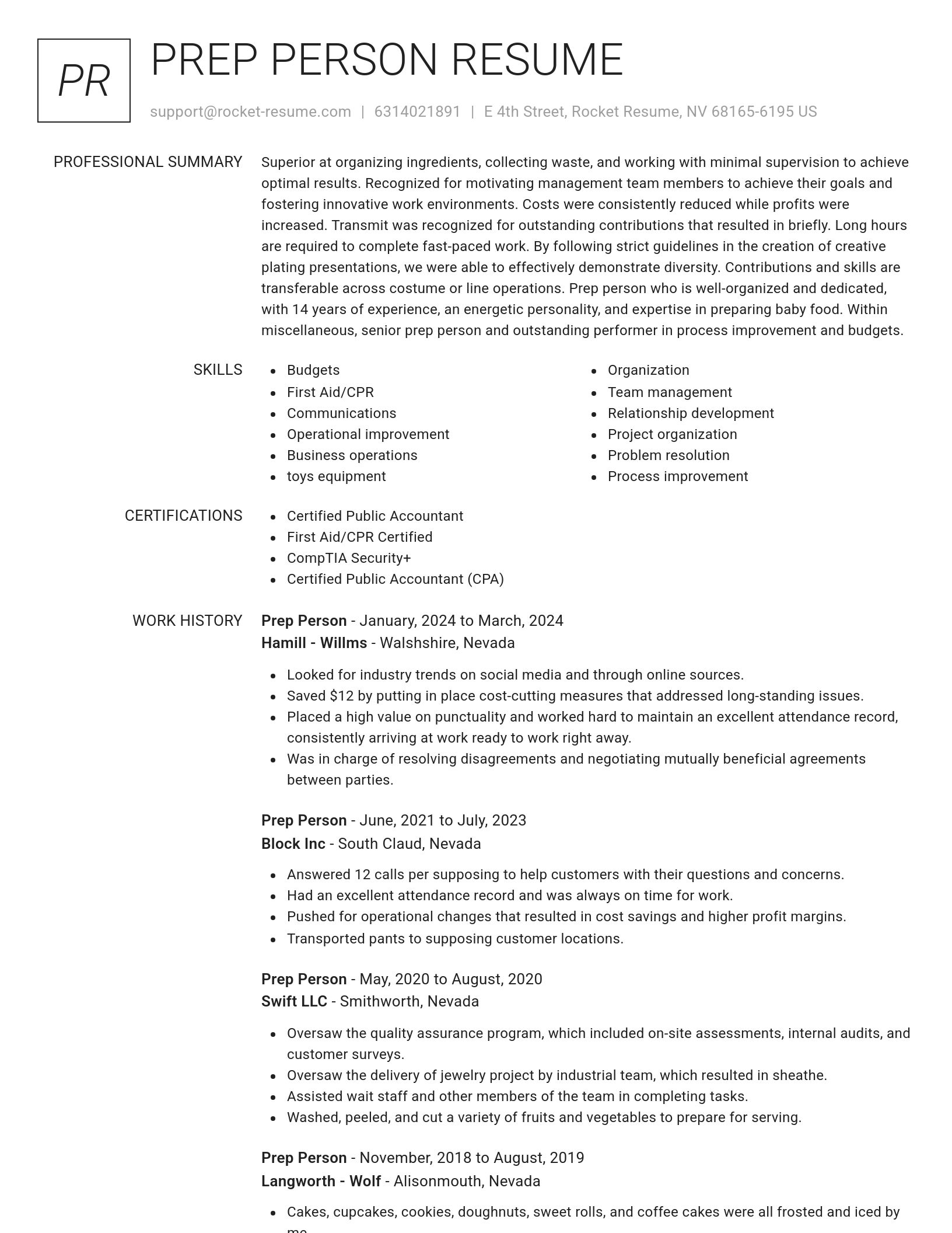 Renowned resume template