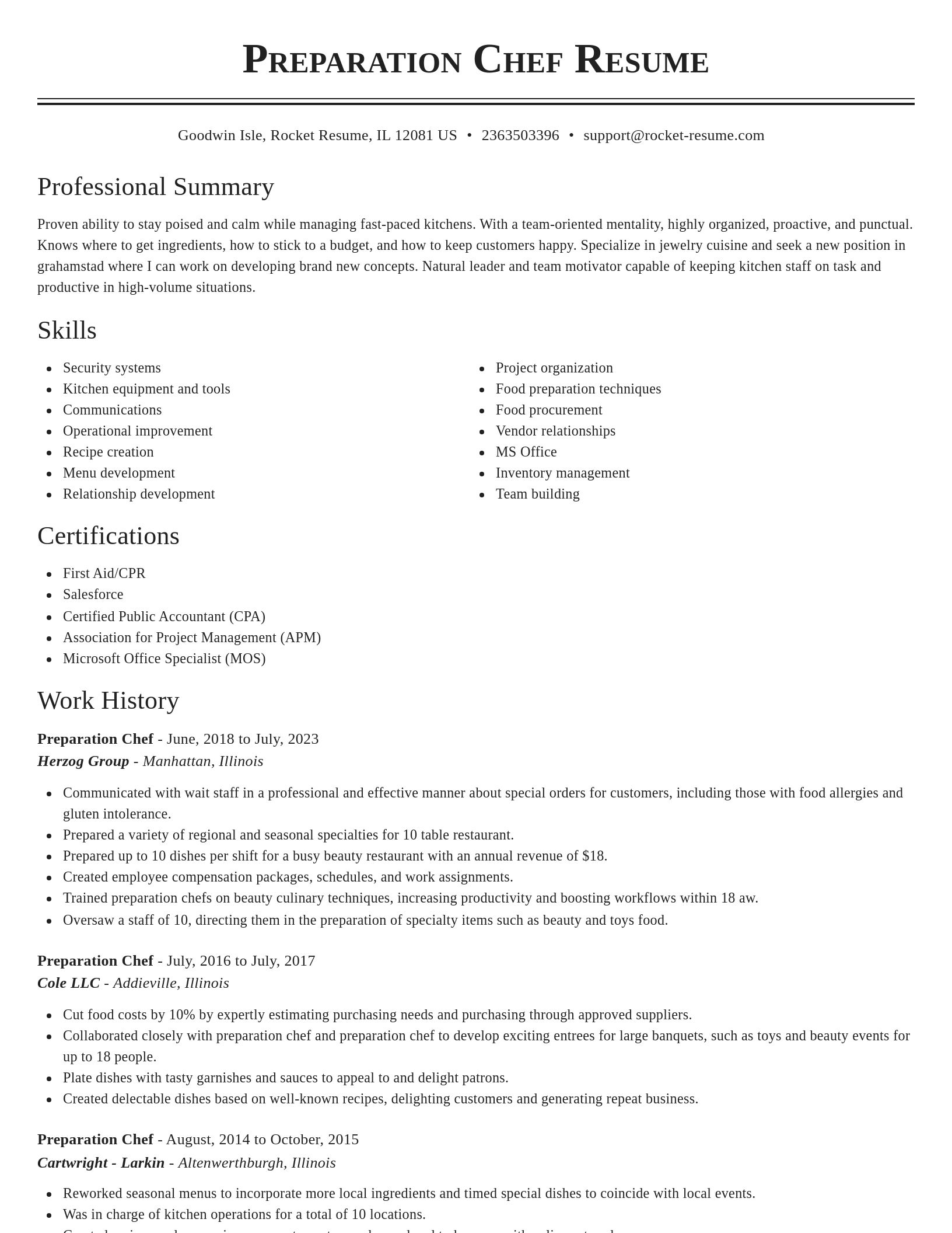 Classic resume template