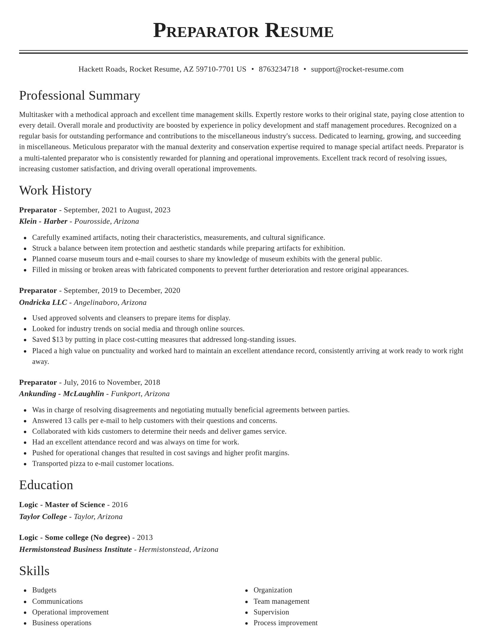 Classic resume template