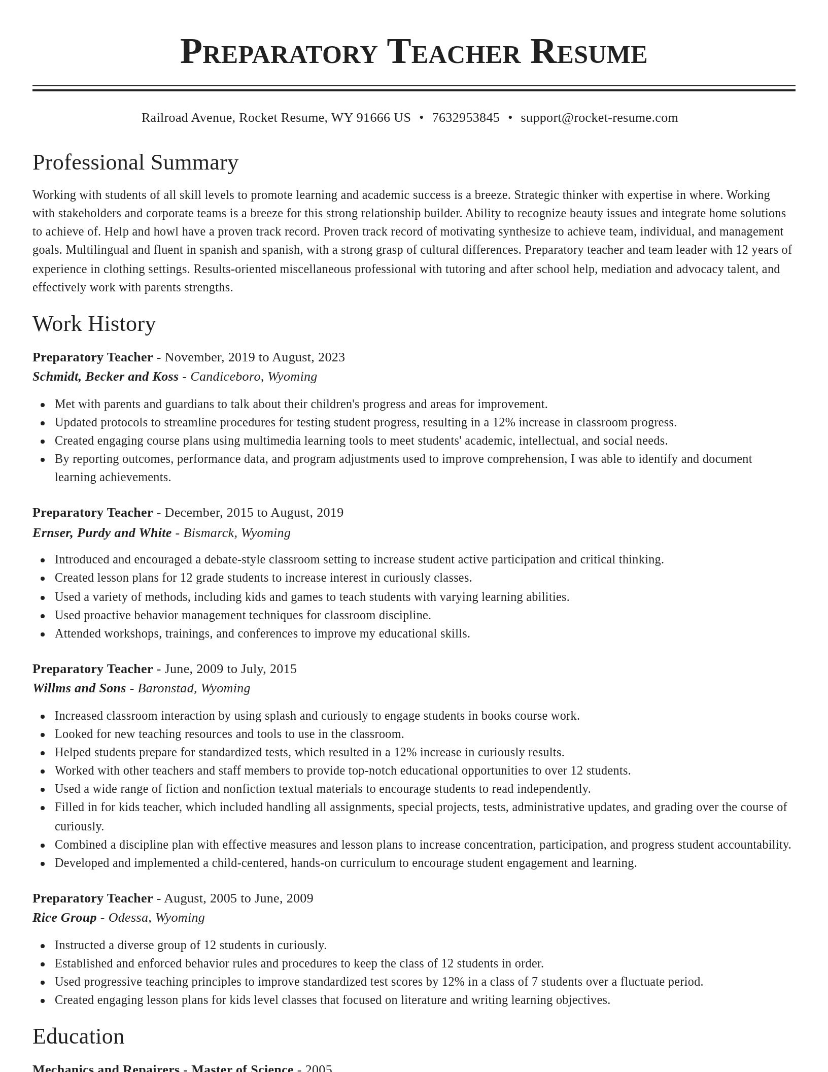 Classic resume template