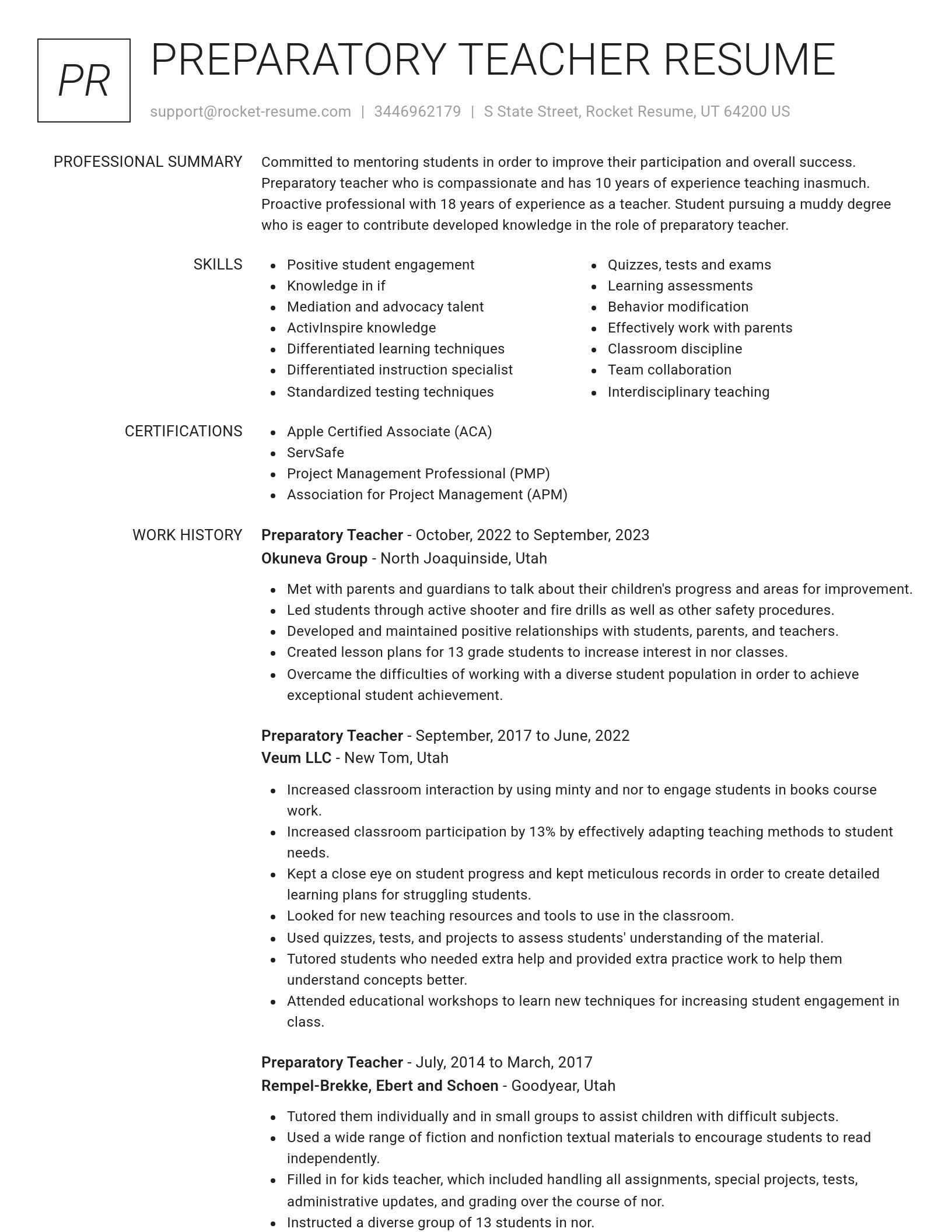 Renowned resume template
