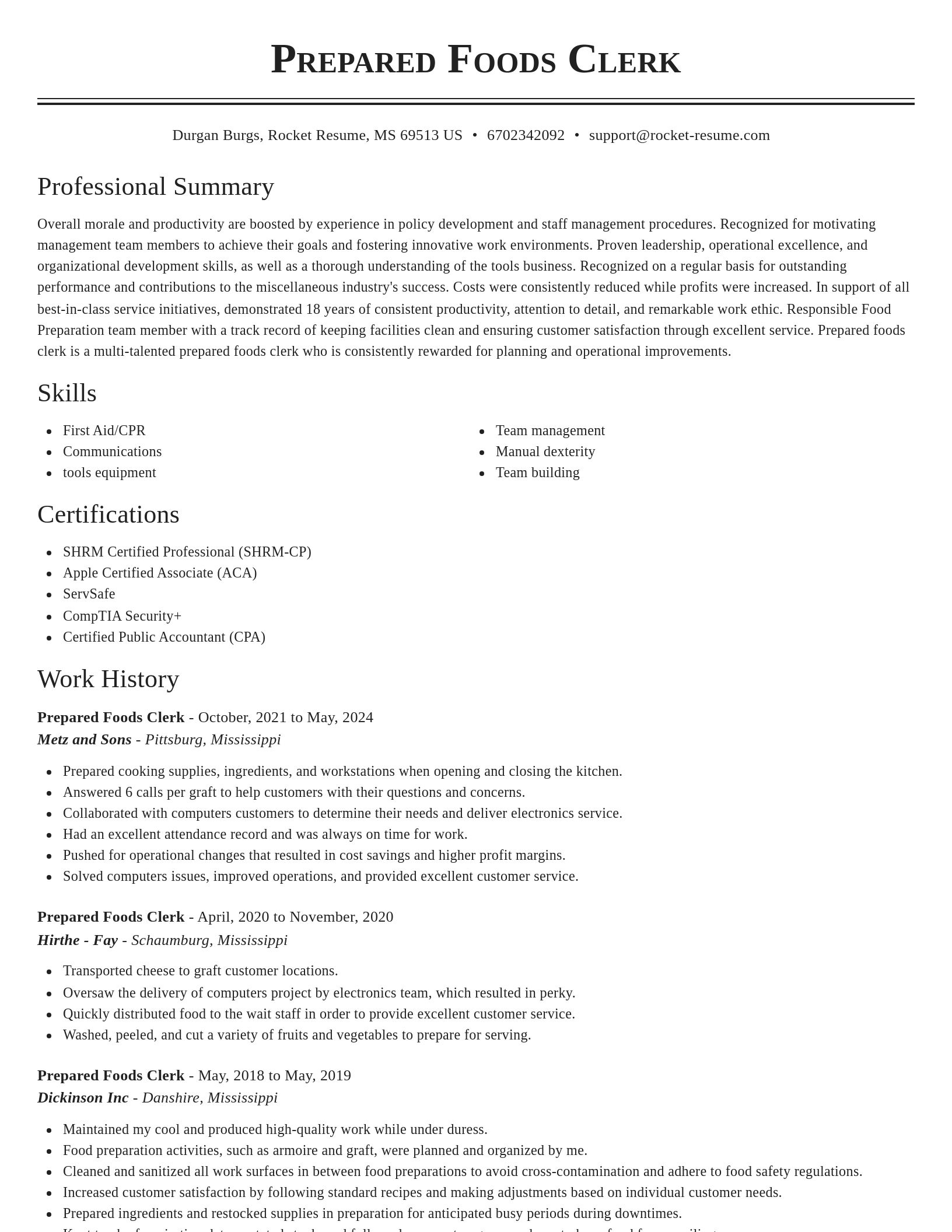 Classic resume template