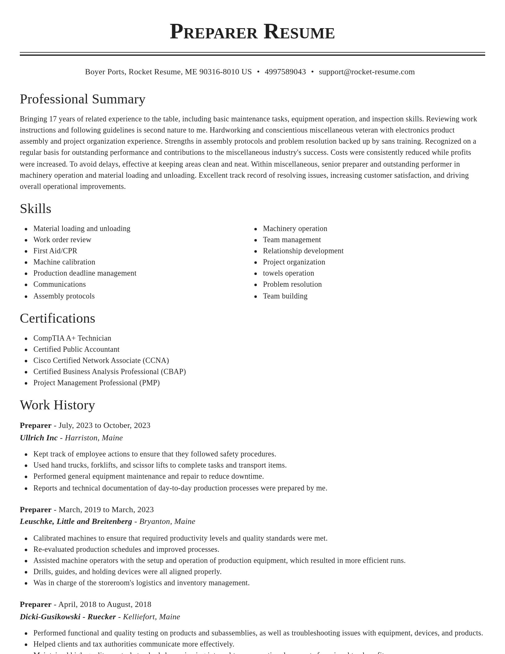 Classic resume template