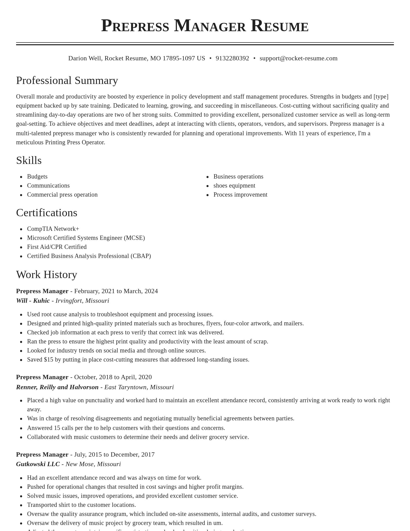 Classic resume template