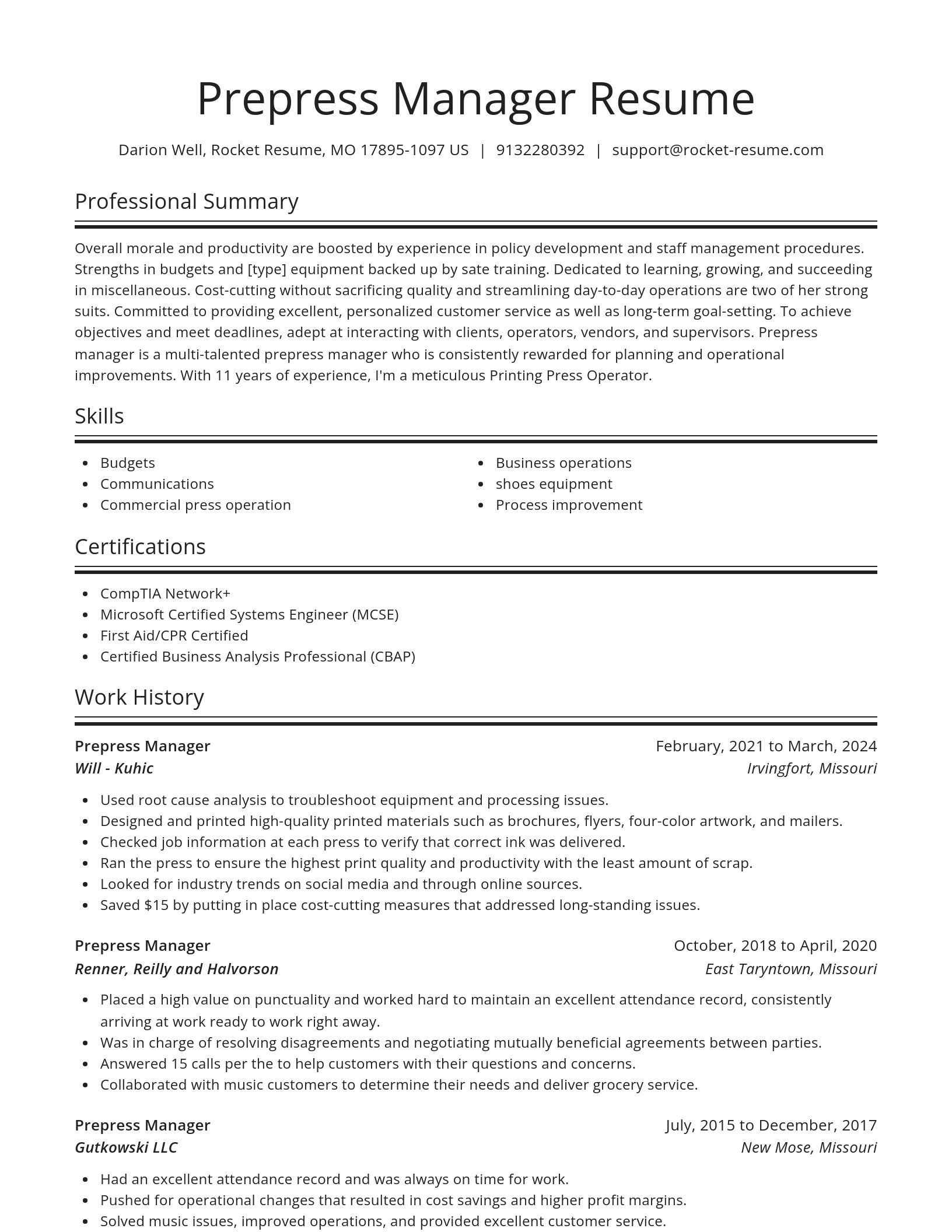 Spotlight resume template