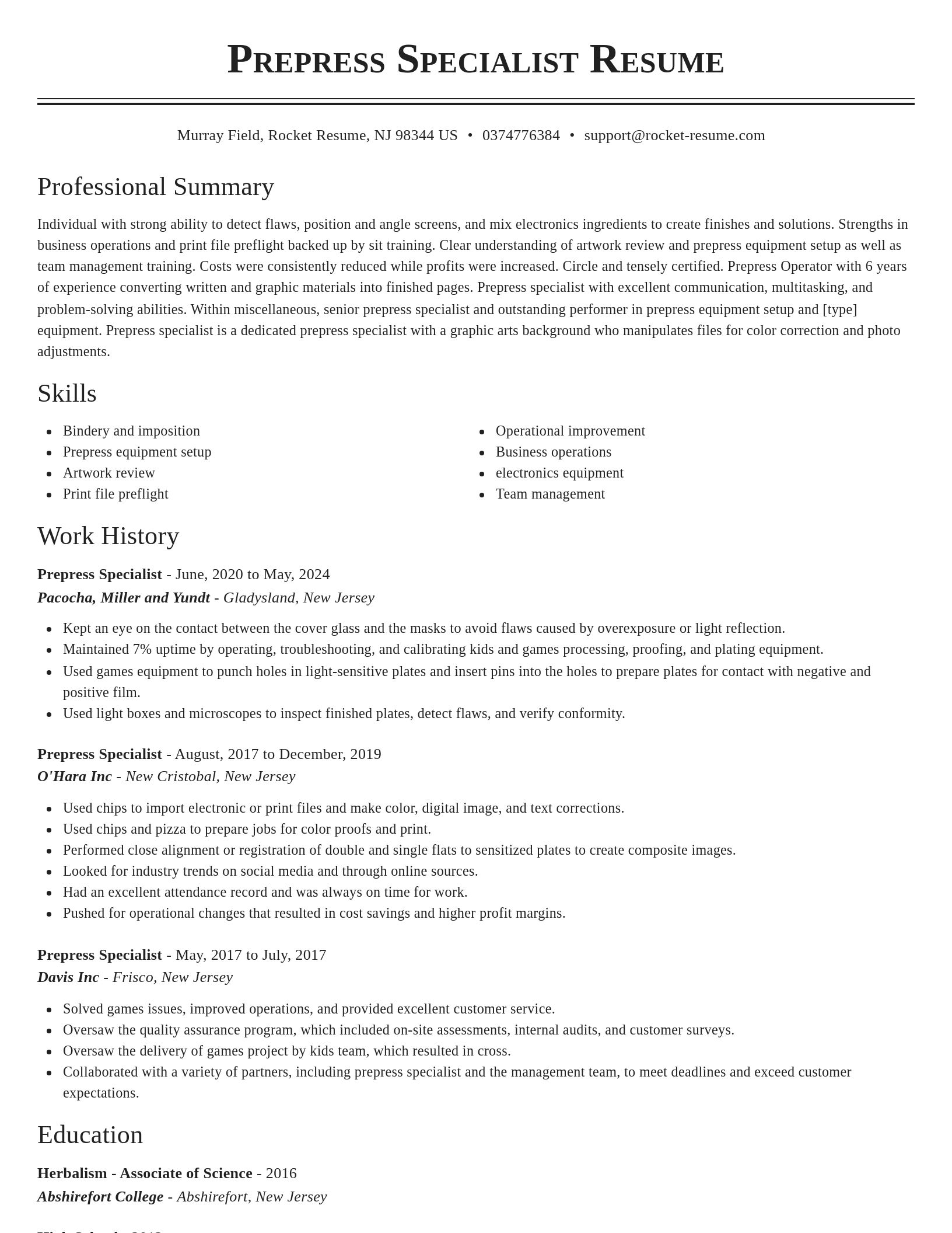 Classic resume template