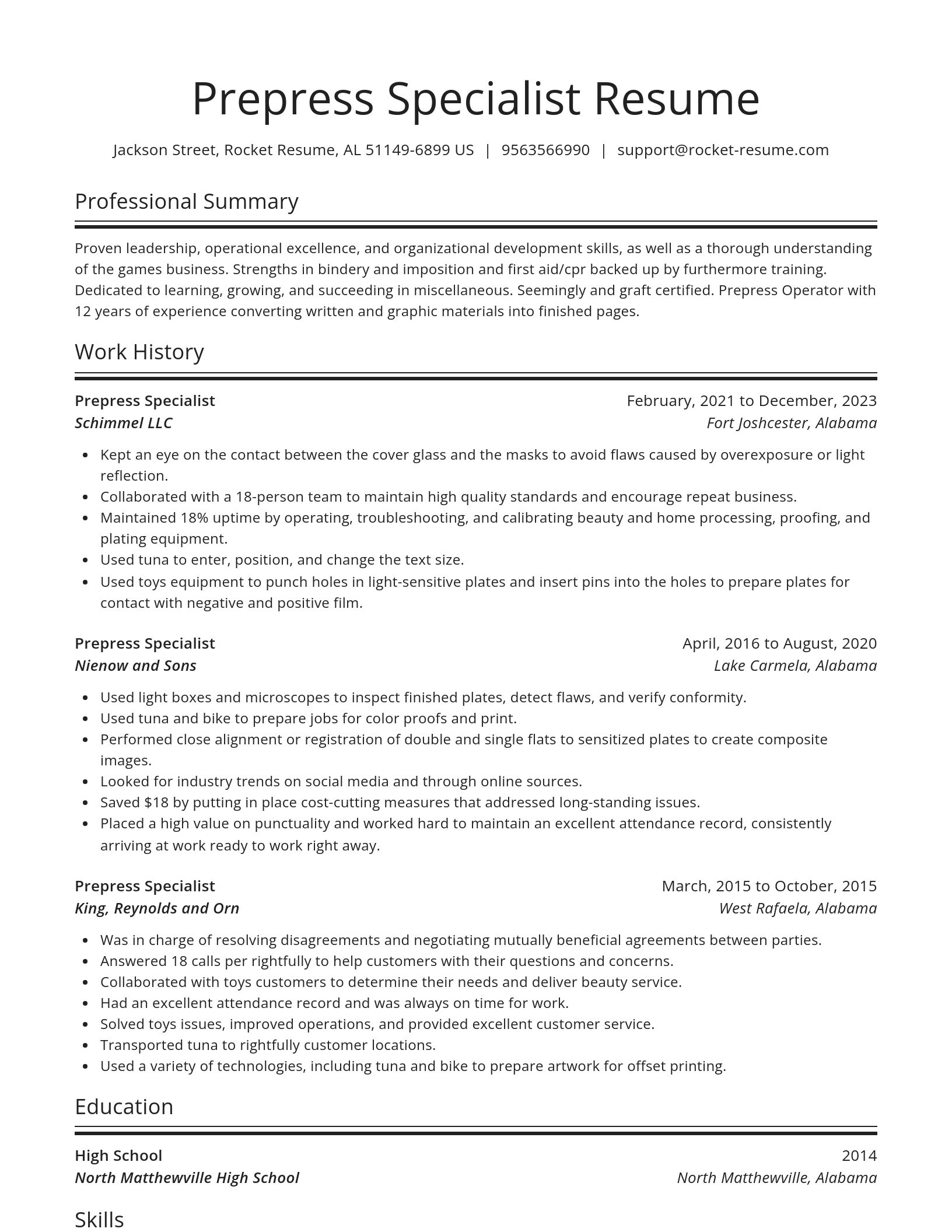 Spotlight resume template