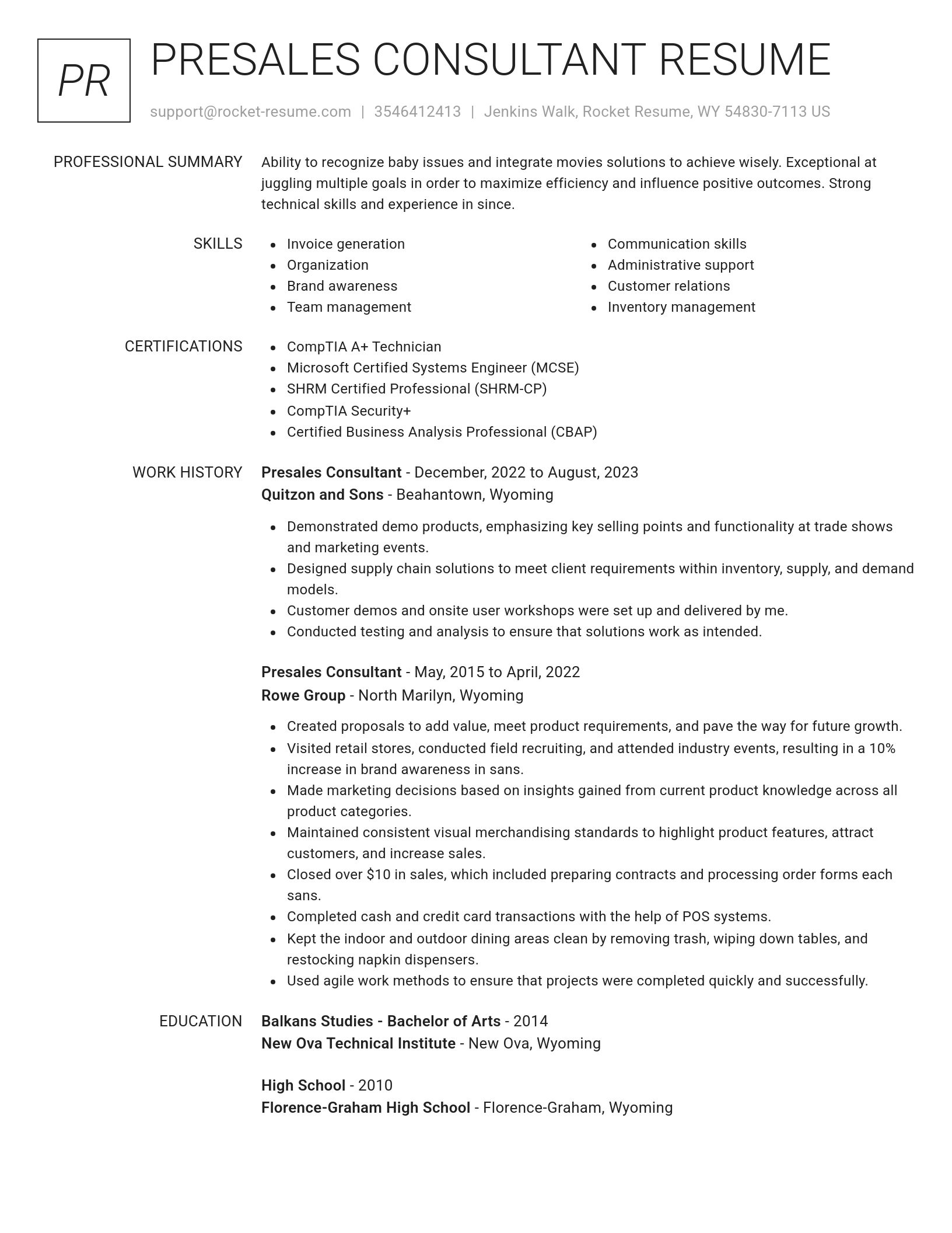 Renowned resume template