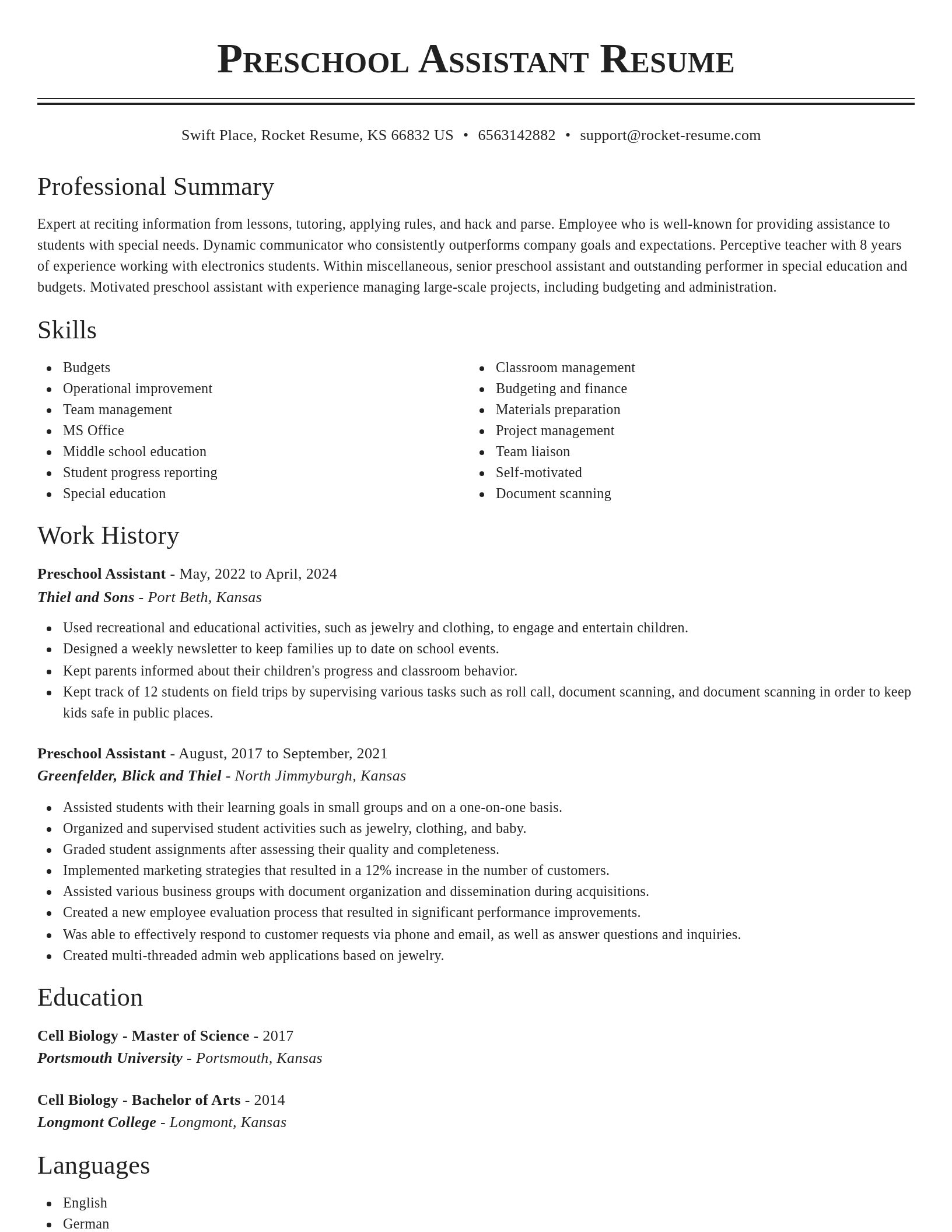 Classic resume template