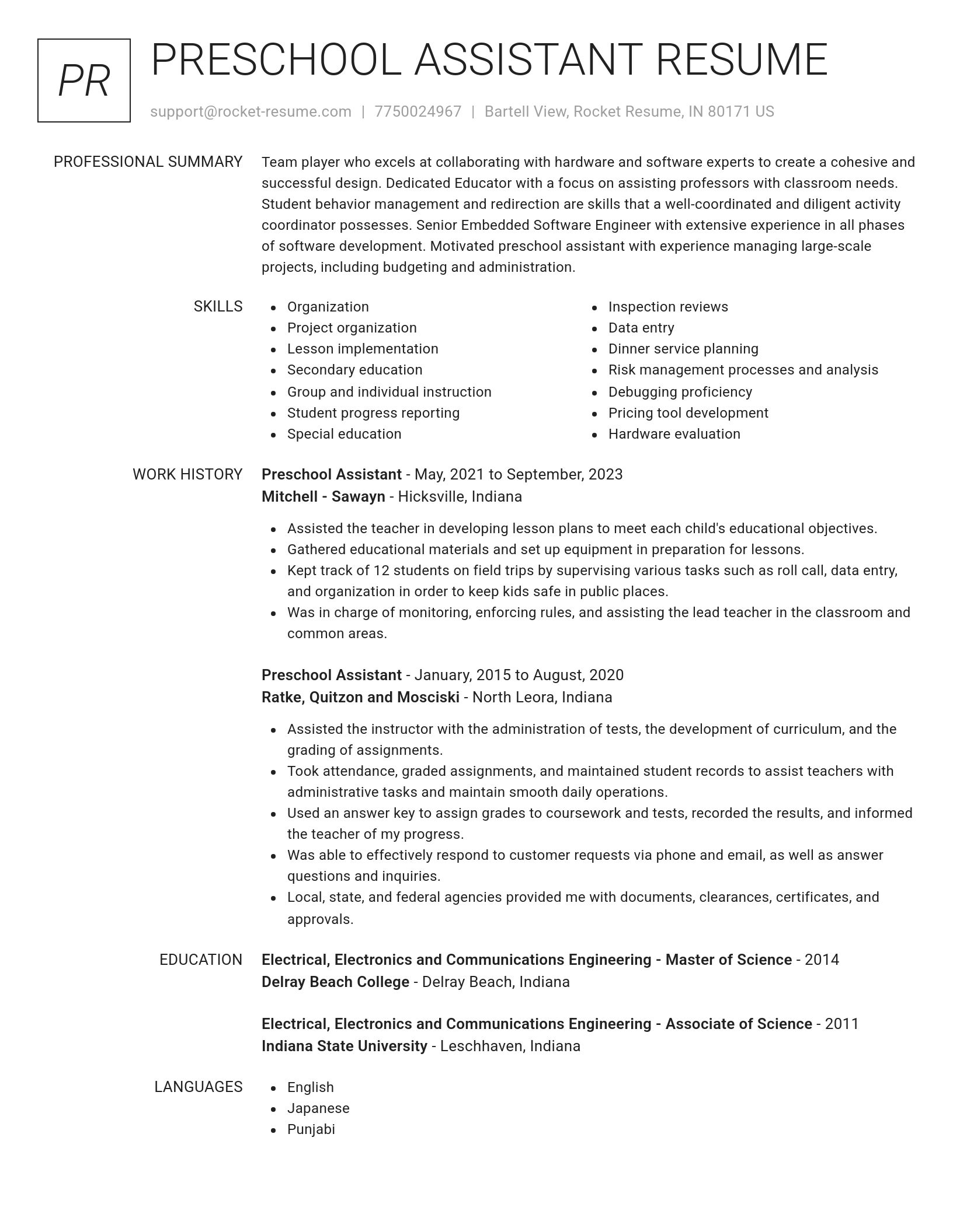 Renowned resume template