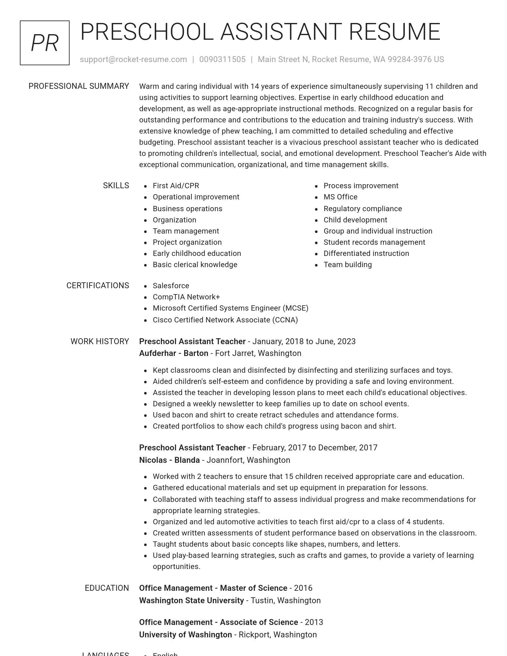 Renowned resume template