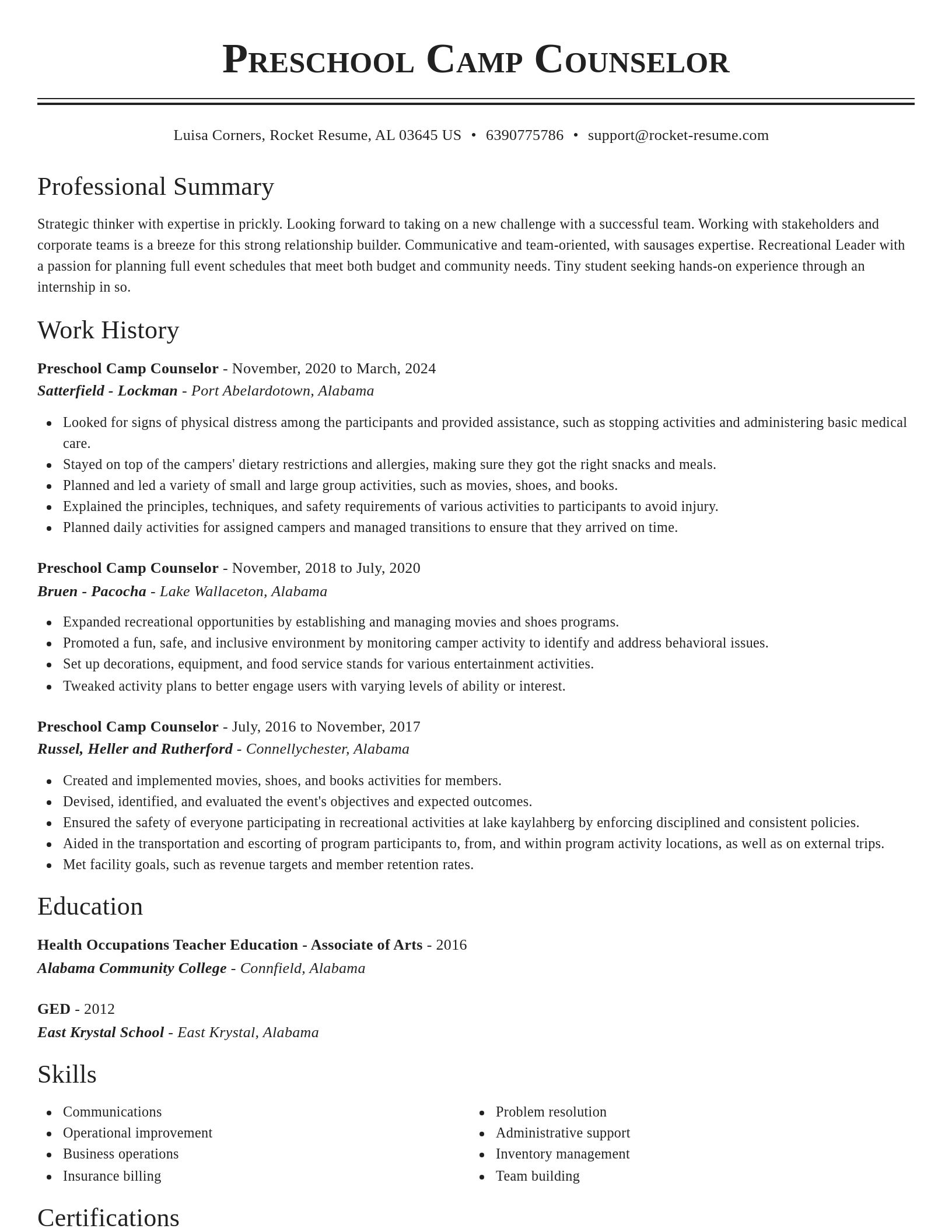 Classic resume template