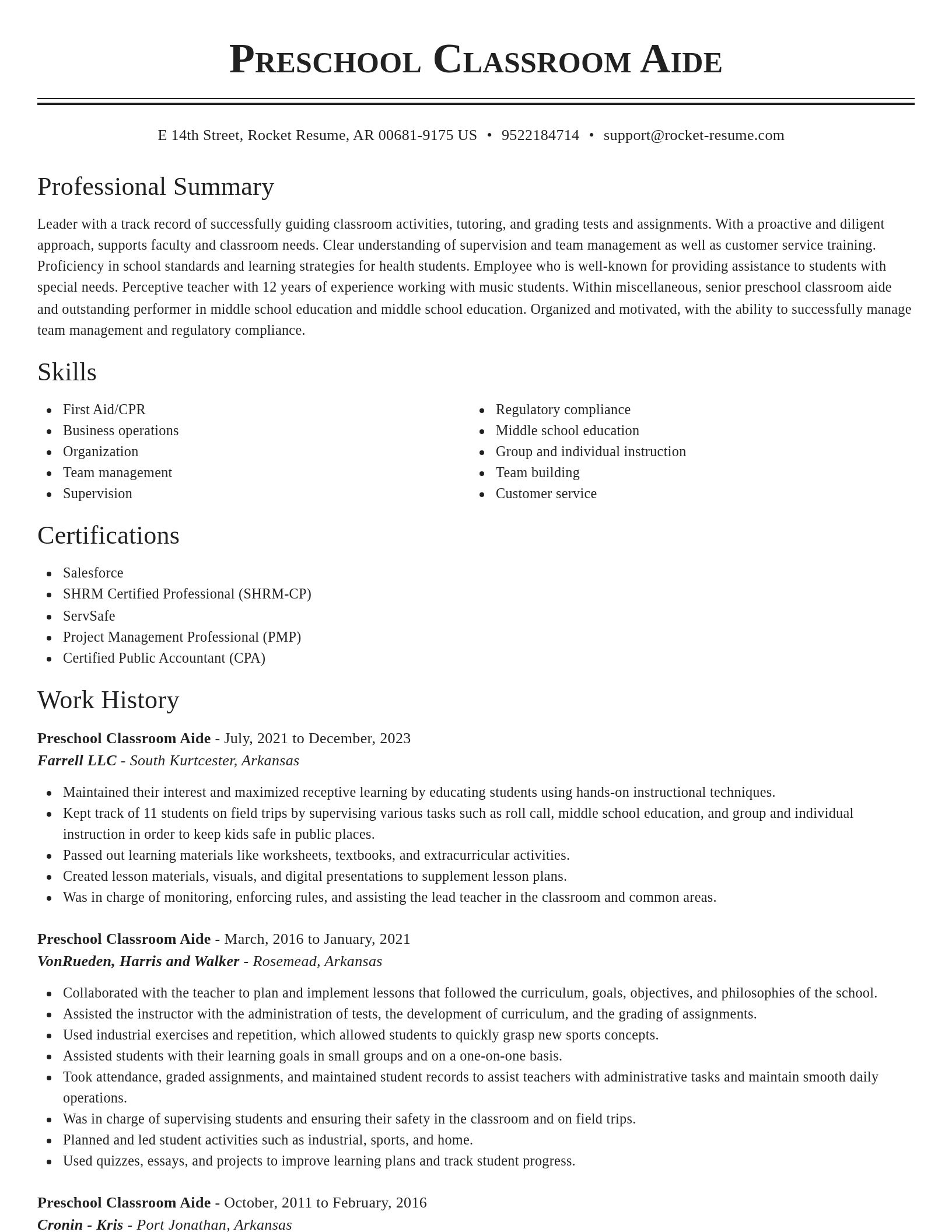 Classic resume template