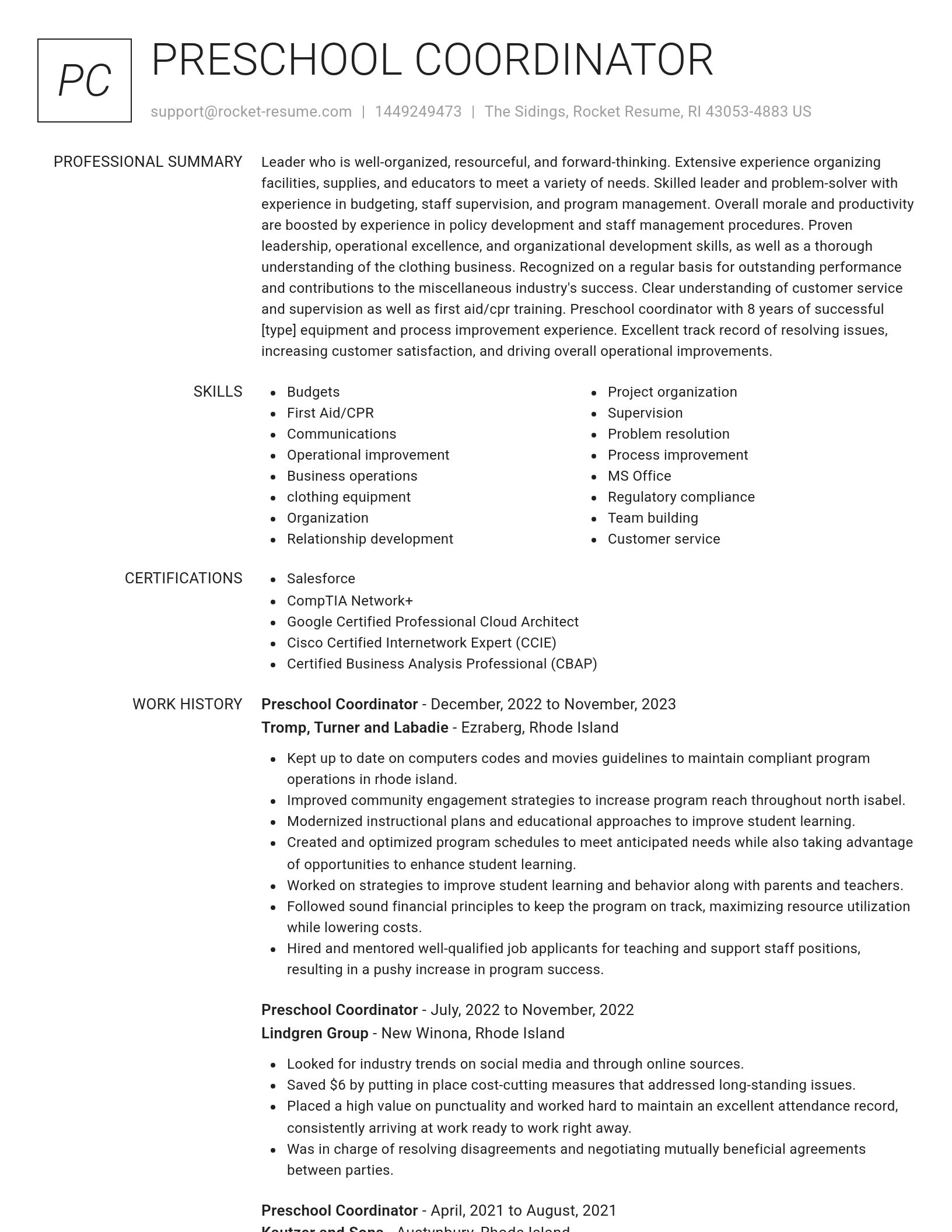 Renowned resume template