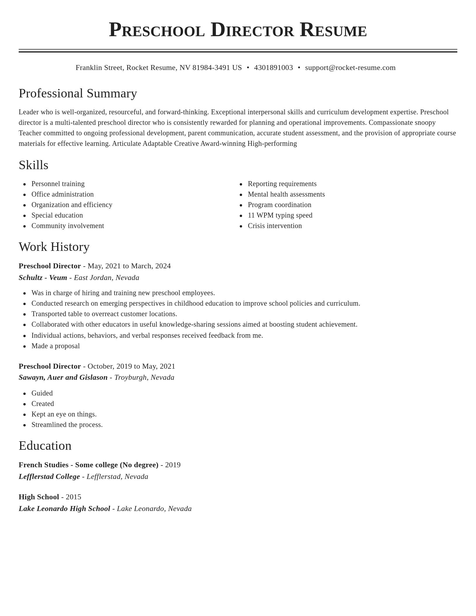 Classic resume template